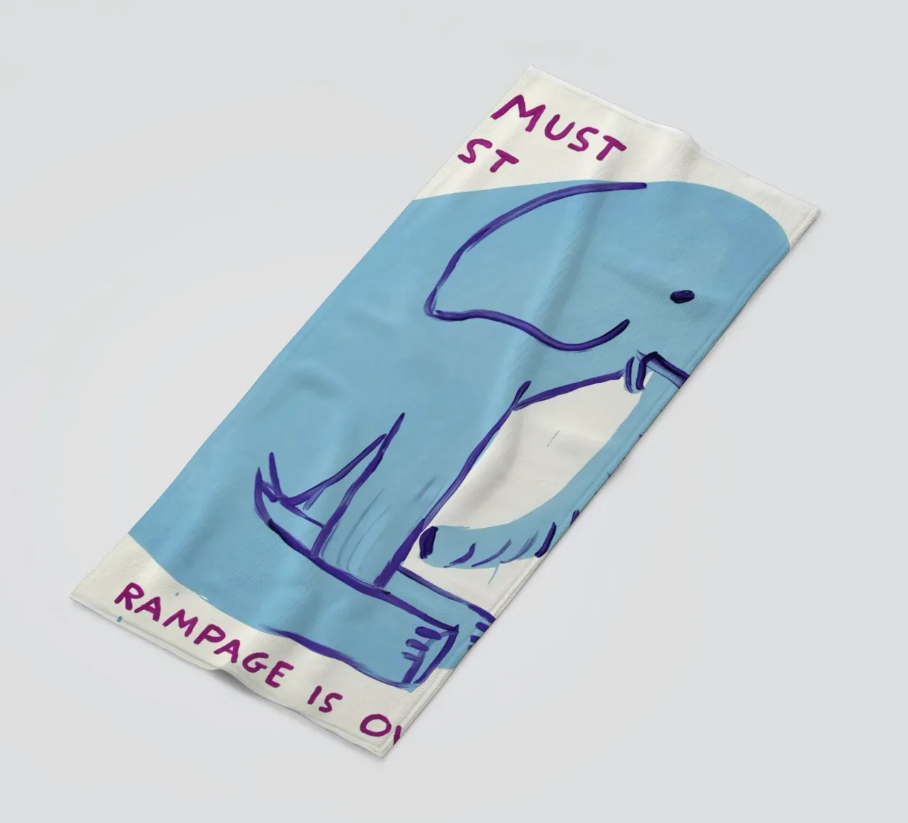 I Must Rest David Shrigley Elephant Blue telo mare da RANDER J