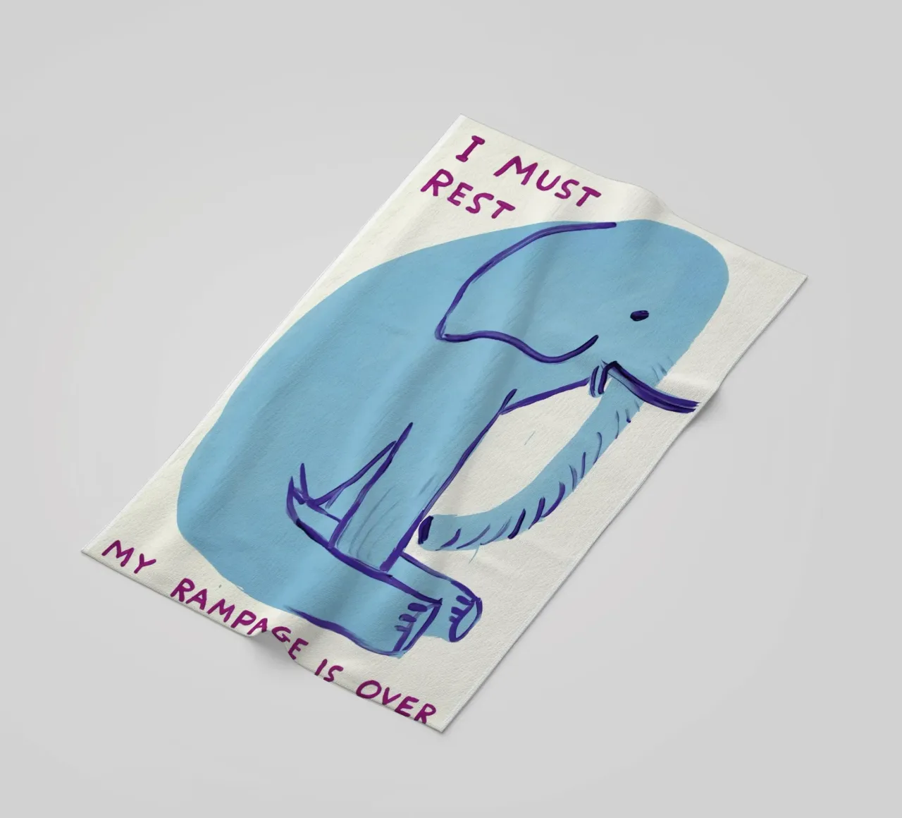 I Must Rest David Shrigley Elephant Blue telo mare da RANDER J