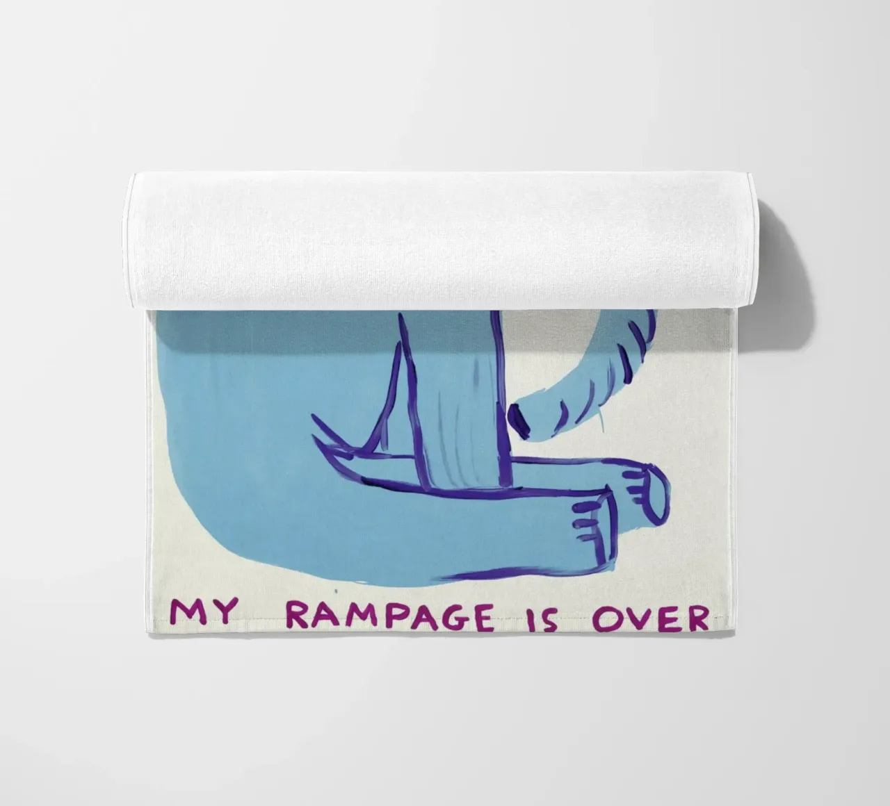 I Must Rest David Shrigley Elephant Blue telo mare da RANDER J