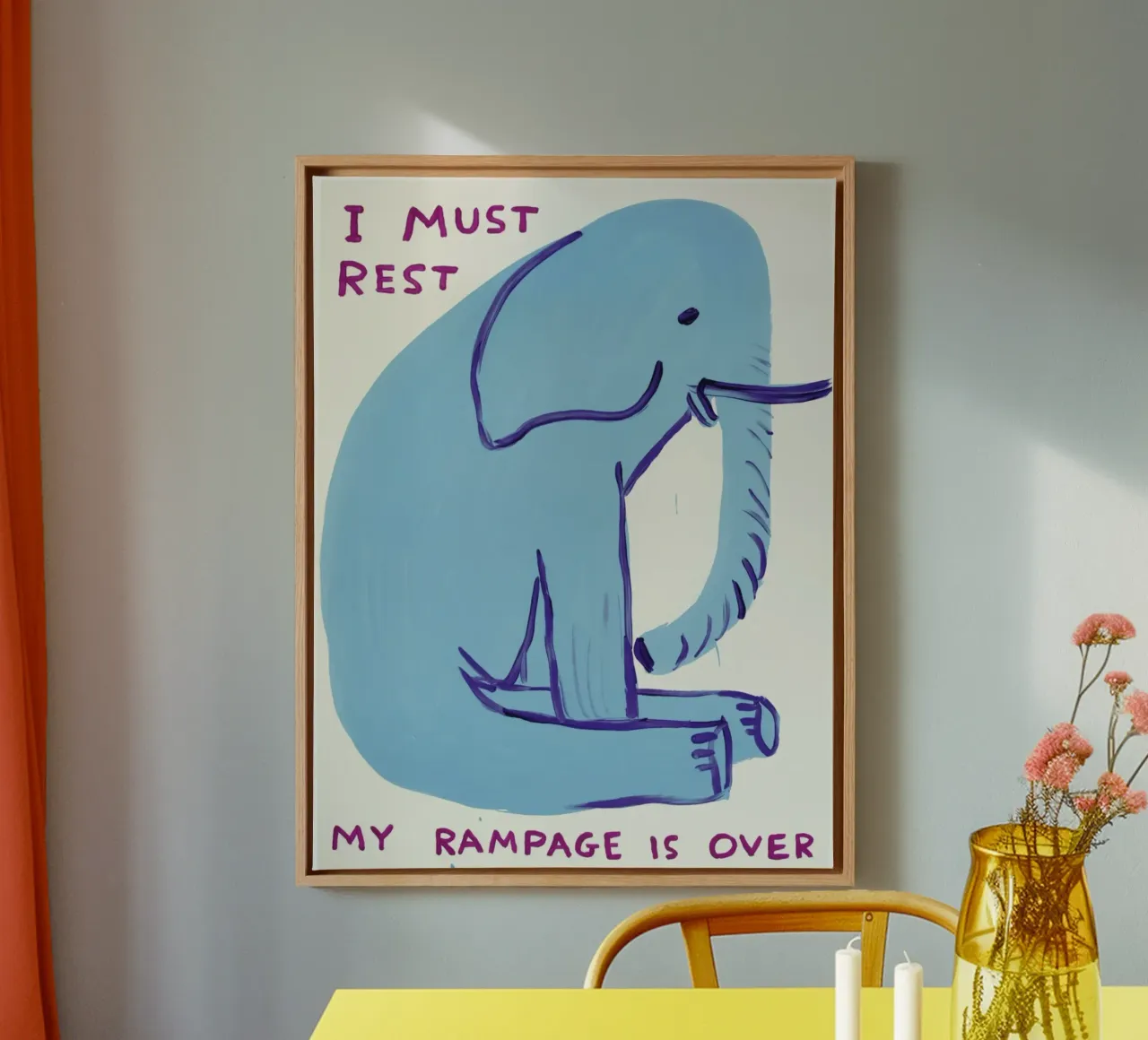 I Must Rest David Shrigley Elephant Blue tela da RANDER J