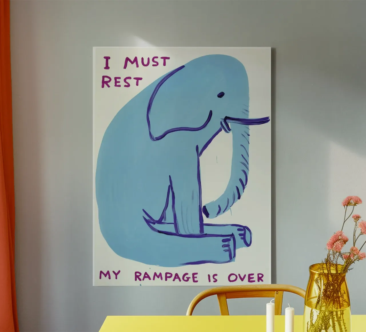 I Must Rest David Shrigley Elephant Blue tela da RANDER J