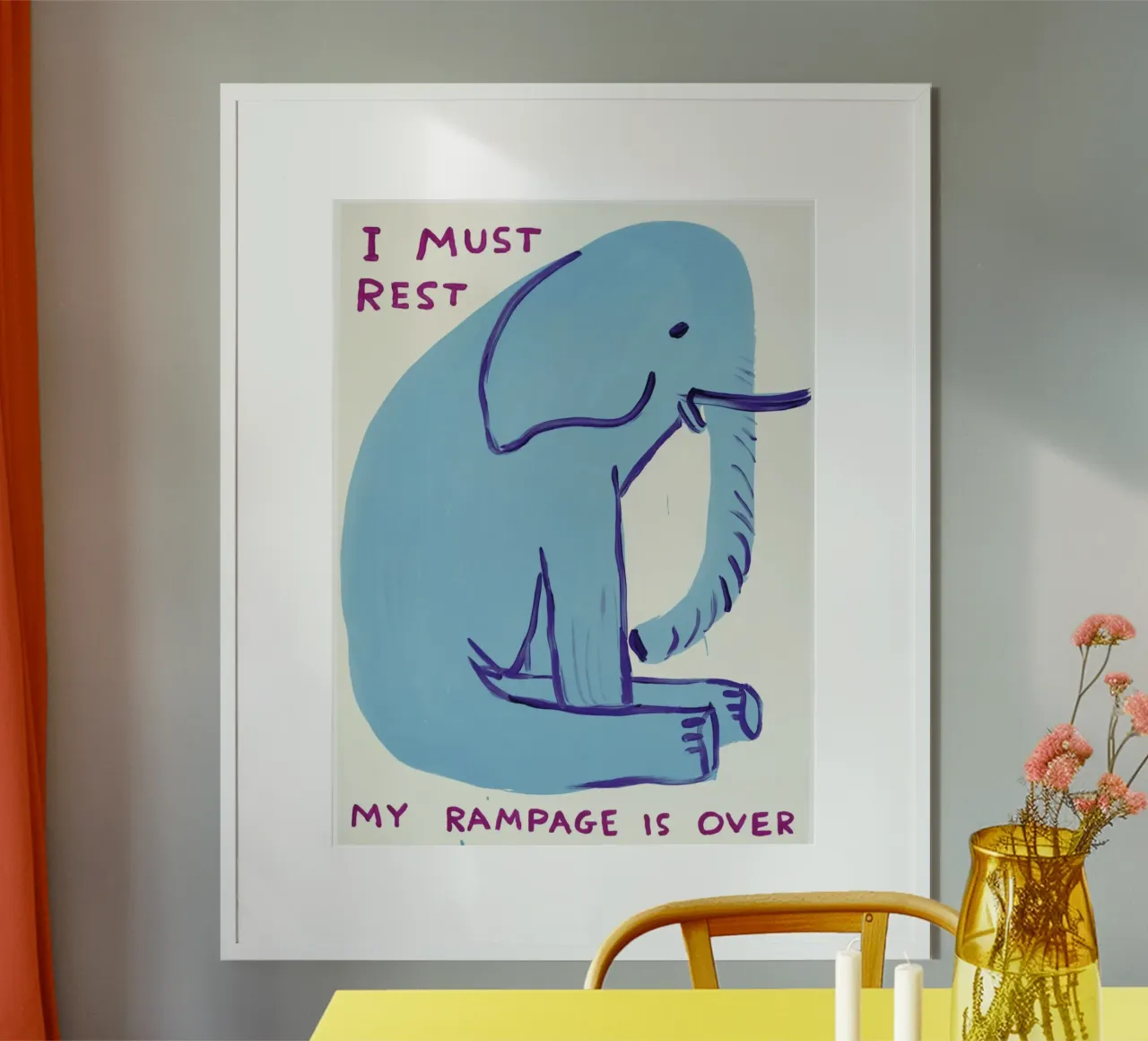 I Must Rest David Shrigley Elephant Blue carta hahnemühle da RANDER J