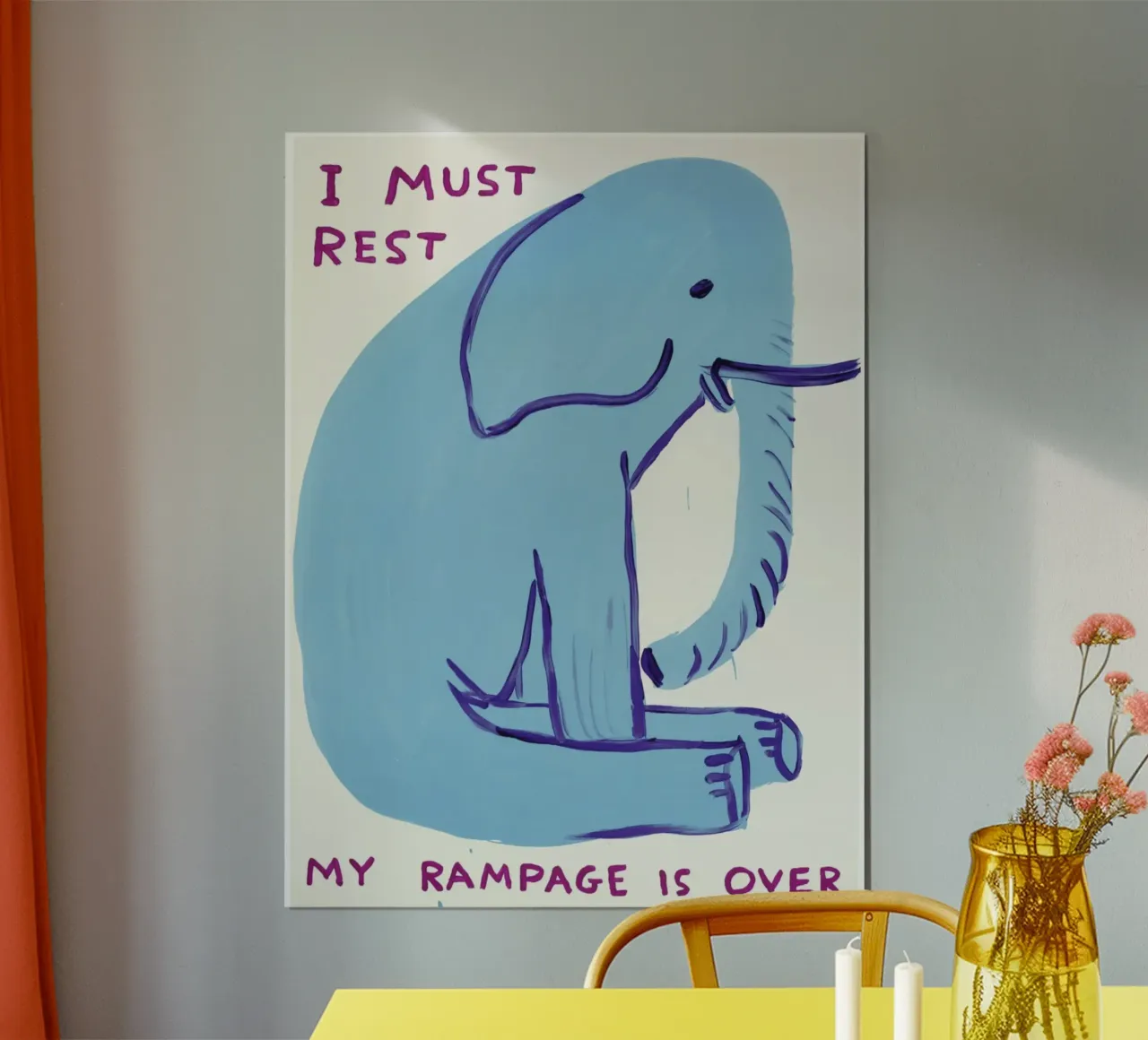 I Must Rest David Shrigley Elephant Blue carta hahnemühle da RANDER J