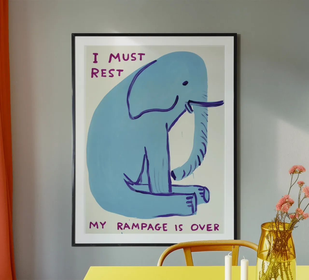 I Must Rest David Shrigley Elephant Blue carta hahnemühle da RANDER J