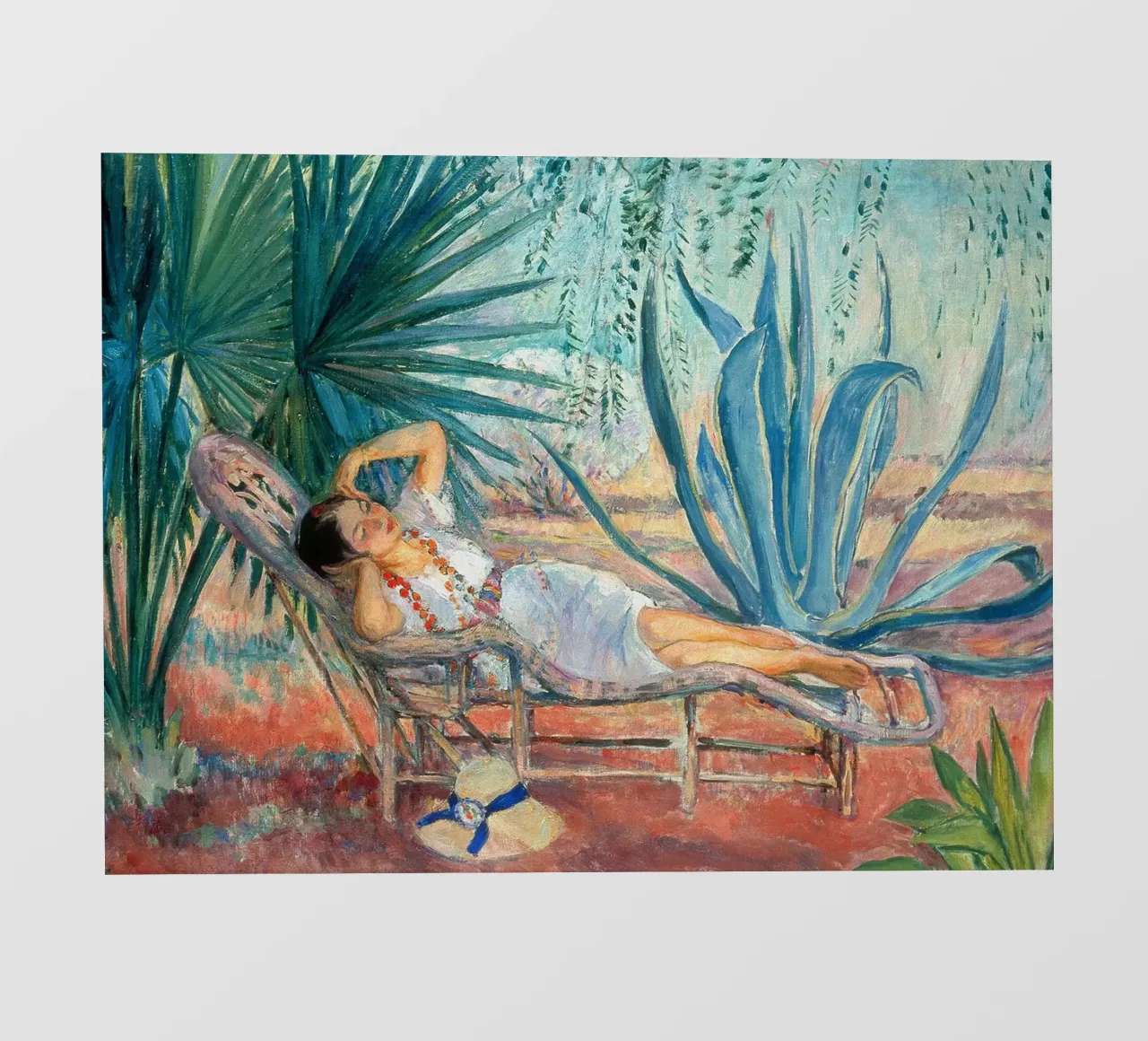 Marthe che dorme su una sedia a sdraio a Saint-Tropez pellicola backlit da Roy Terrell