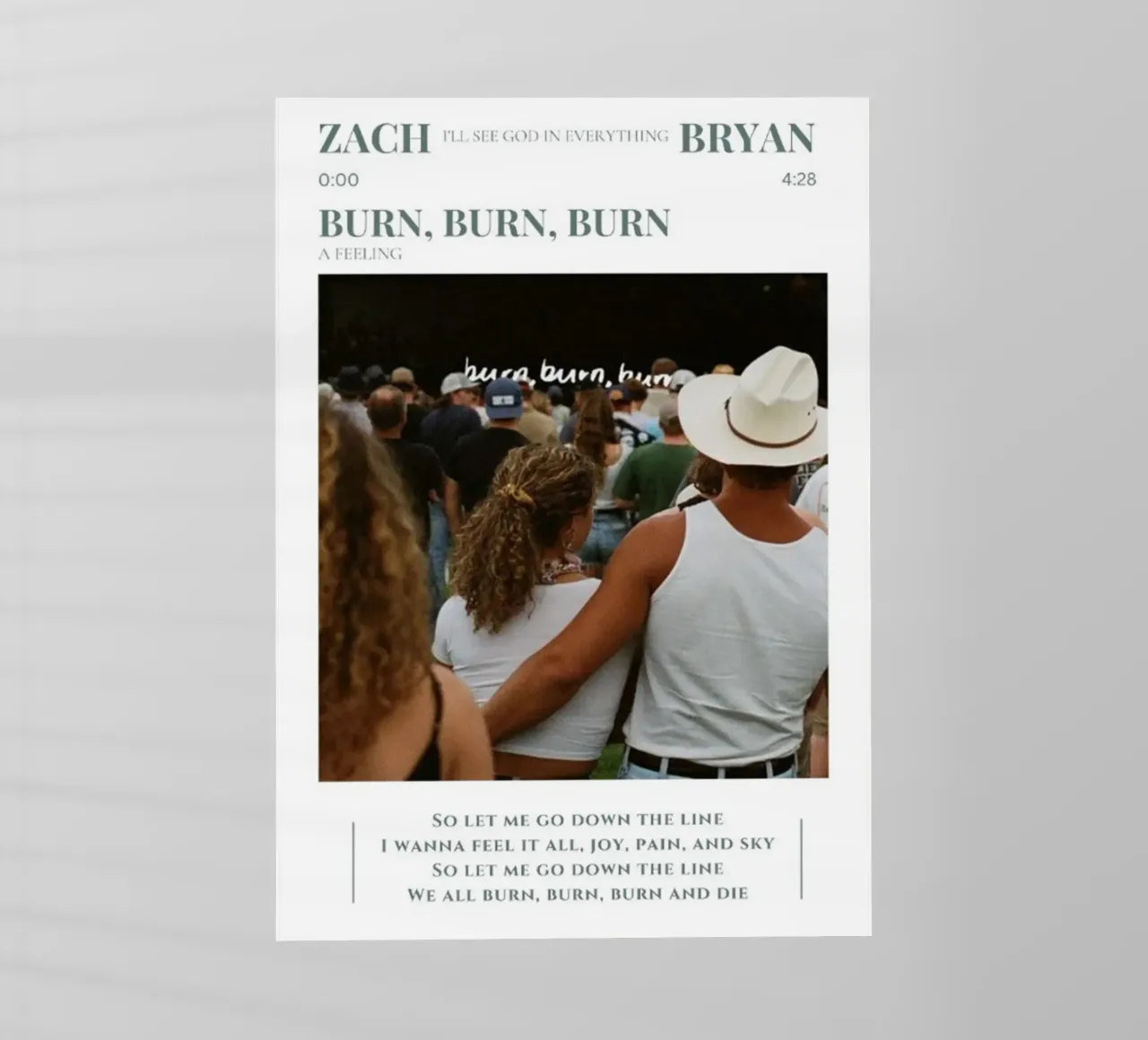 Zach Bryan lámina retroiluminada de esoygeboys