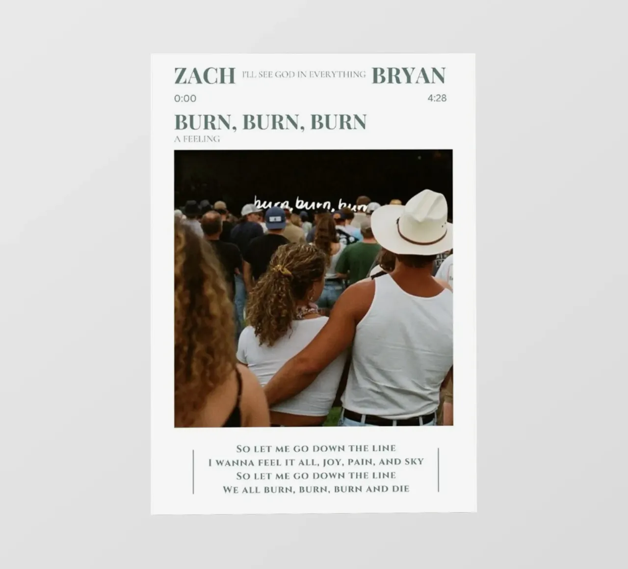 Zach Bryan lámina retroiluminada de esoygeboys