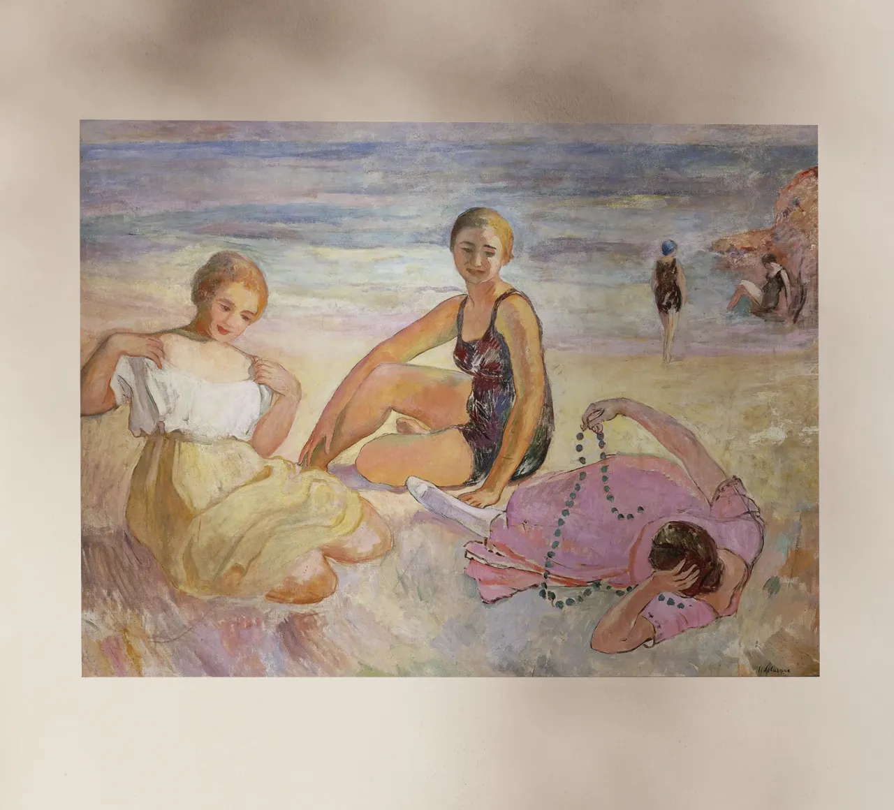 Tre donne sulla spiaggia pellicola backlit da Roy Terrell