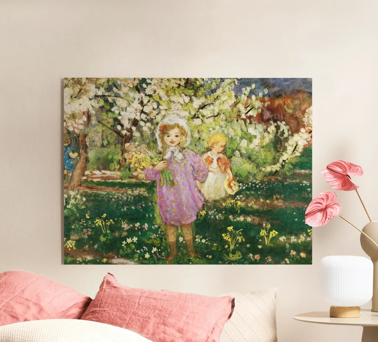 Bambini in un frutteto in fiore plexiglass da Roy Terrell
