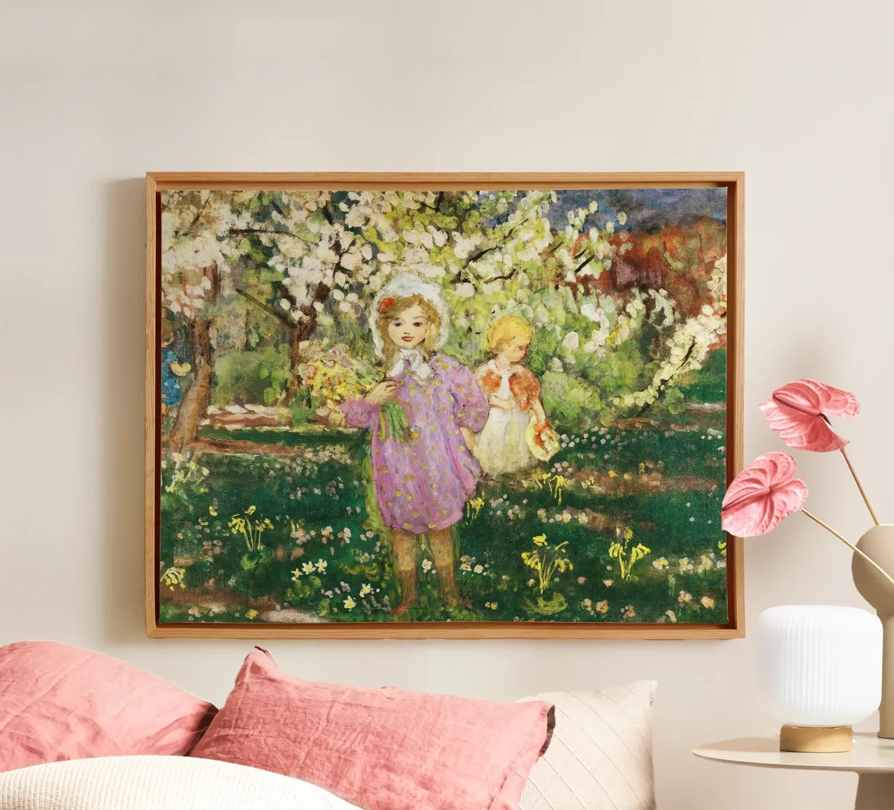 Bambini in un frutteto in fiore tela da Roy Terrell