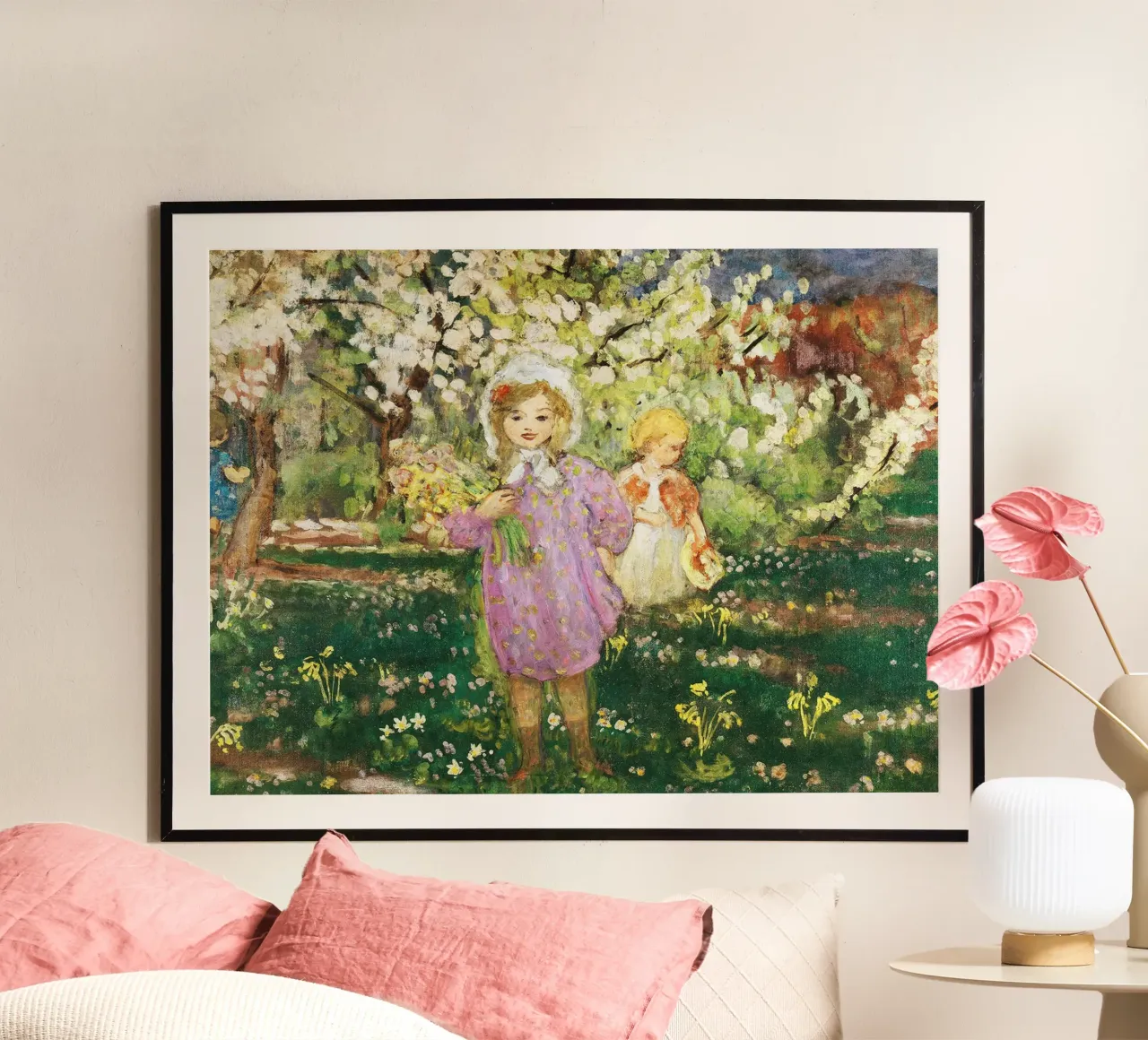 Bambini in un frutteto in fiore poster da Roy Terrell