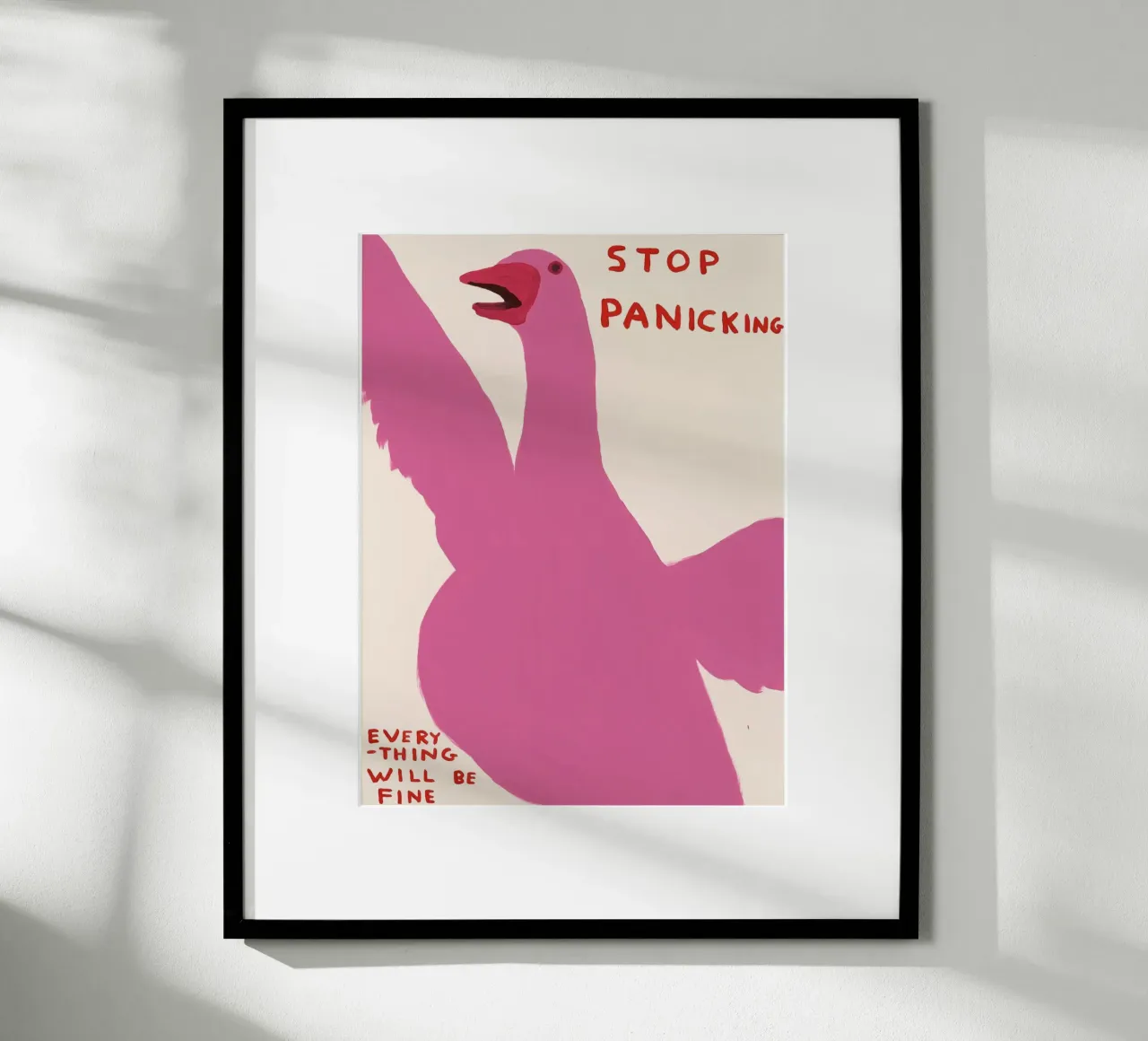 Stop Panicking David Shrigley Pink Swan carta hahnemühle da RANDER J