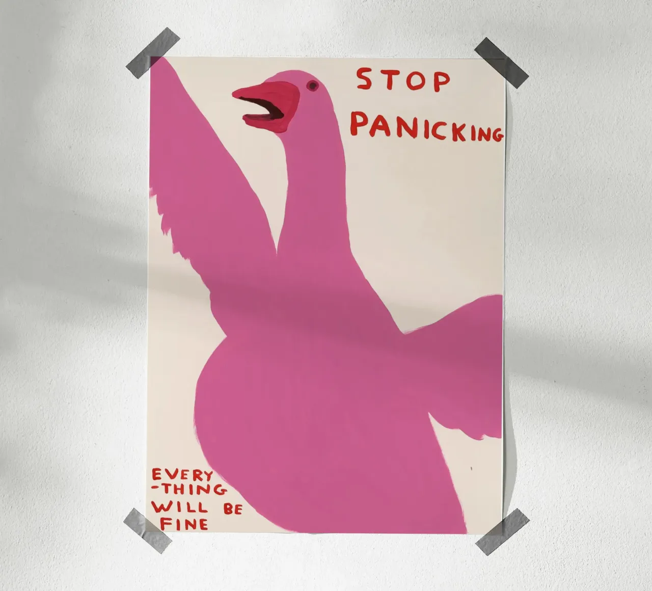 Stop Panicking David Shrigley Pink Swan carta hahnemühle da RANDER J