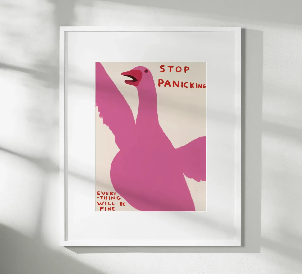 Stop Panicking David Shrigley Pink Swan carta hahnemühle da RANDER J