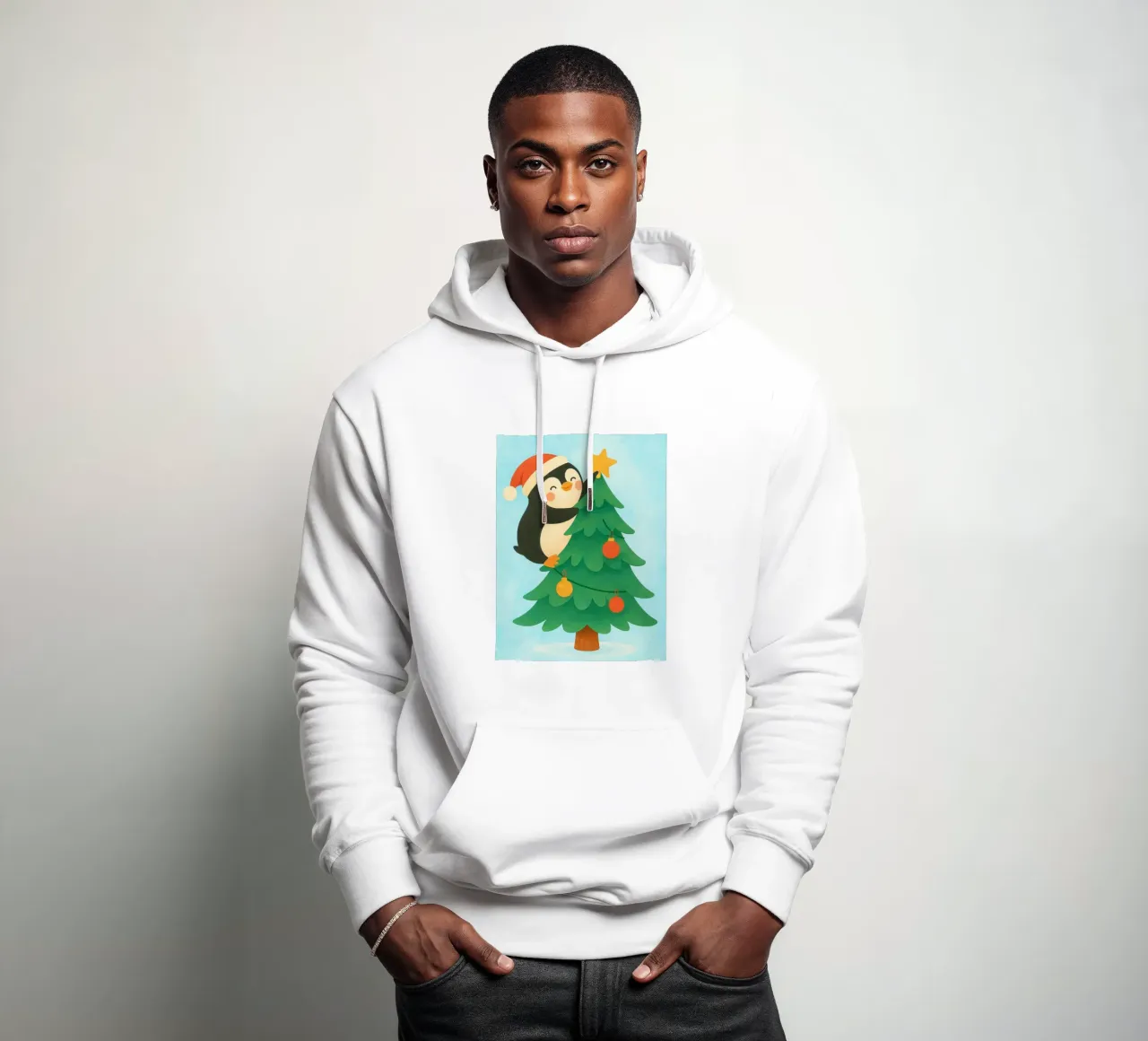 pinguino di Natale felpa con cappuccio da SADELA