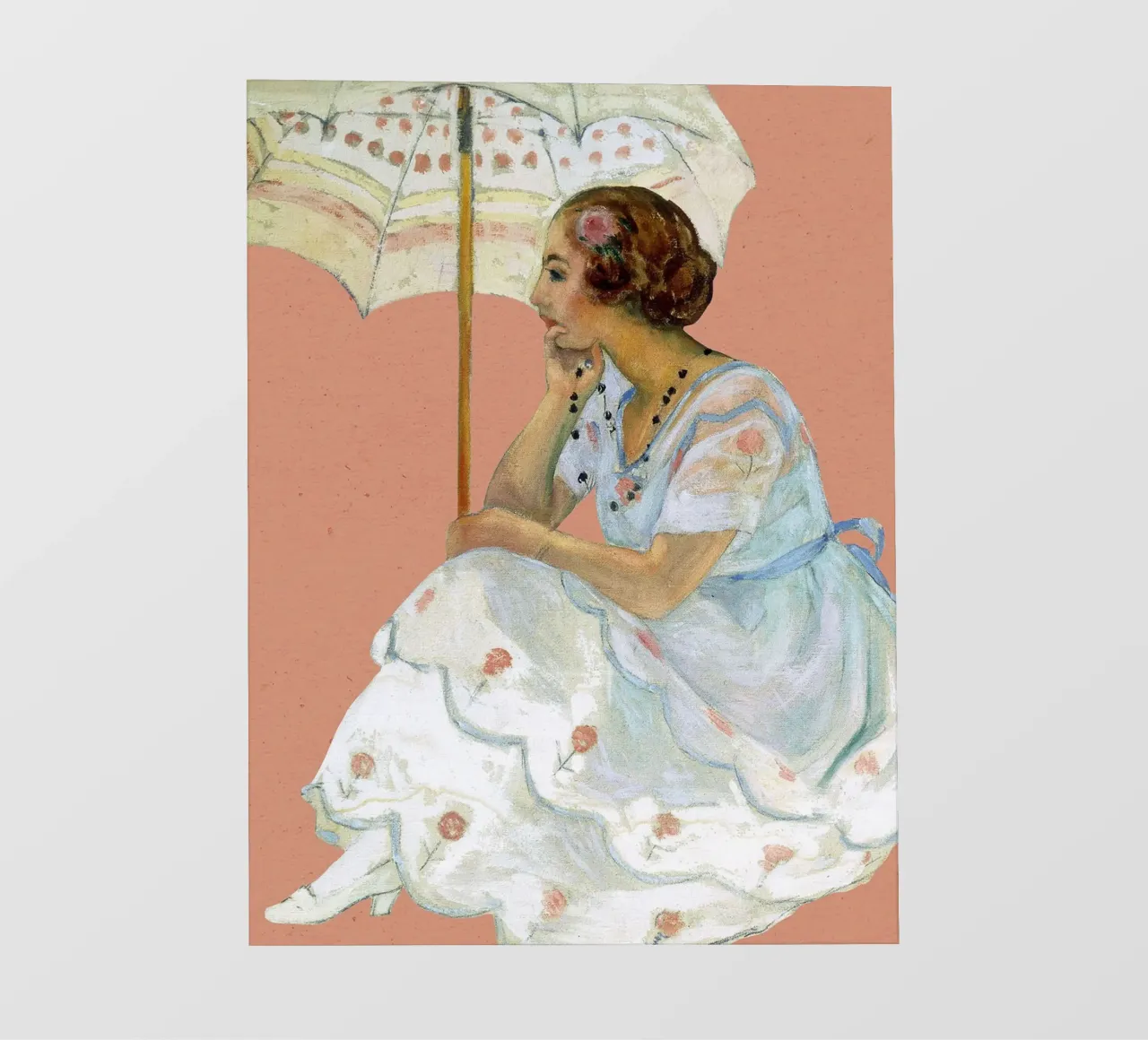 Giovane donna con ombrello, Saint Maxime ll telo in pvc da Roy Terrell