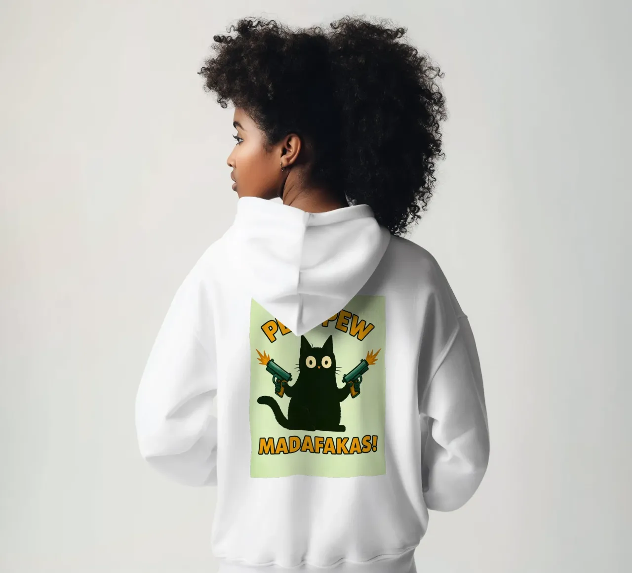 gatto pew pew madafakas felpa con cappuccio da SADELA