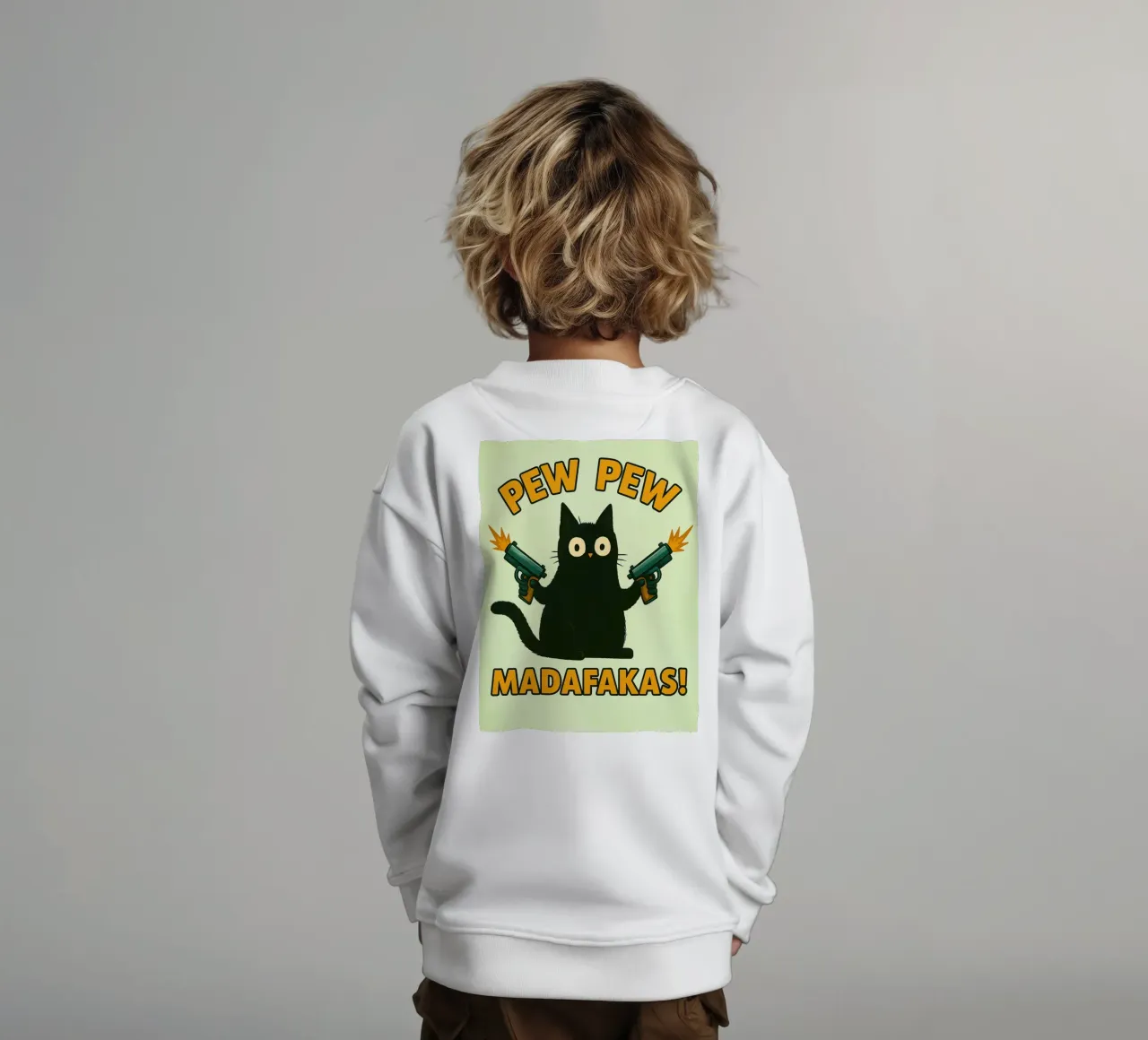 gatto pew pew madafakas felpa bambino da SADELA
