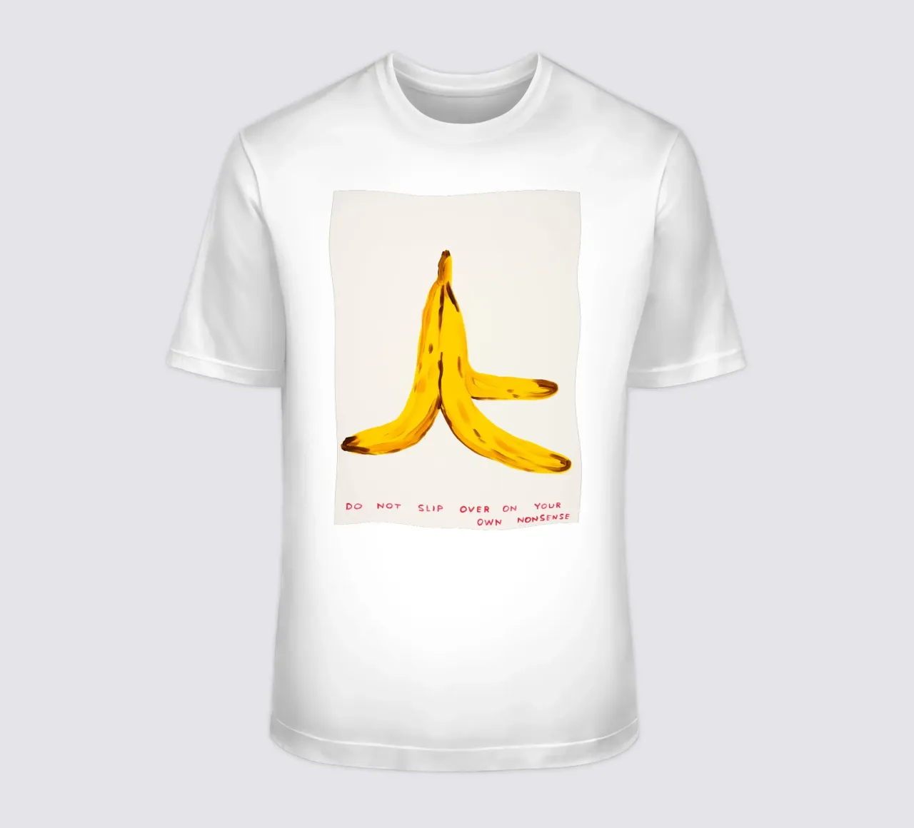 Do Not Slip Over David Shrigley Banana Skin Poster t-shirt da RANDER J