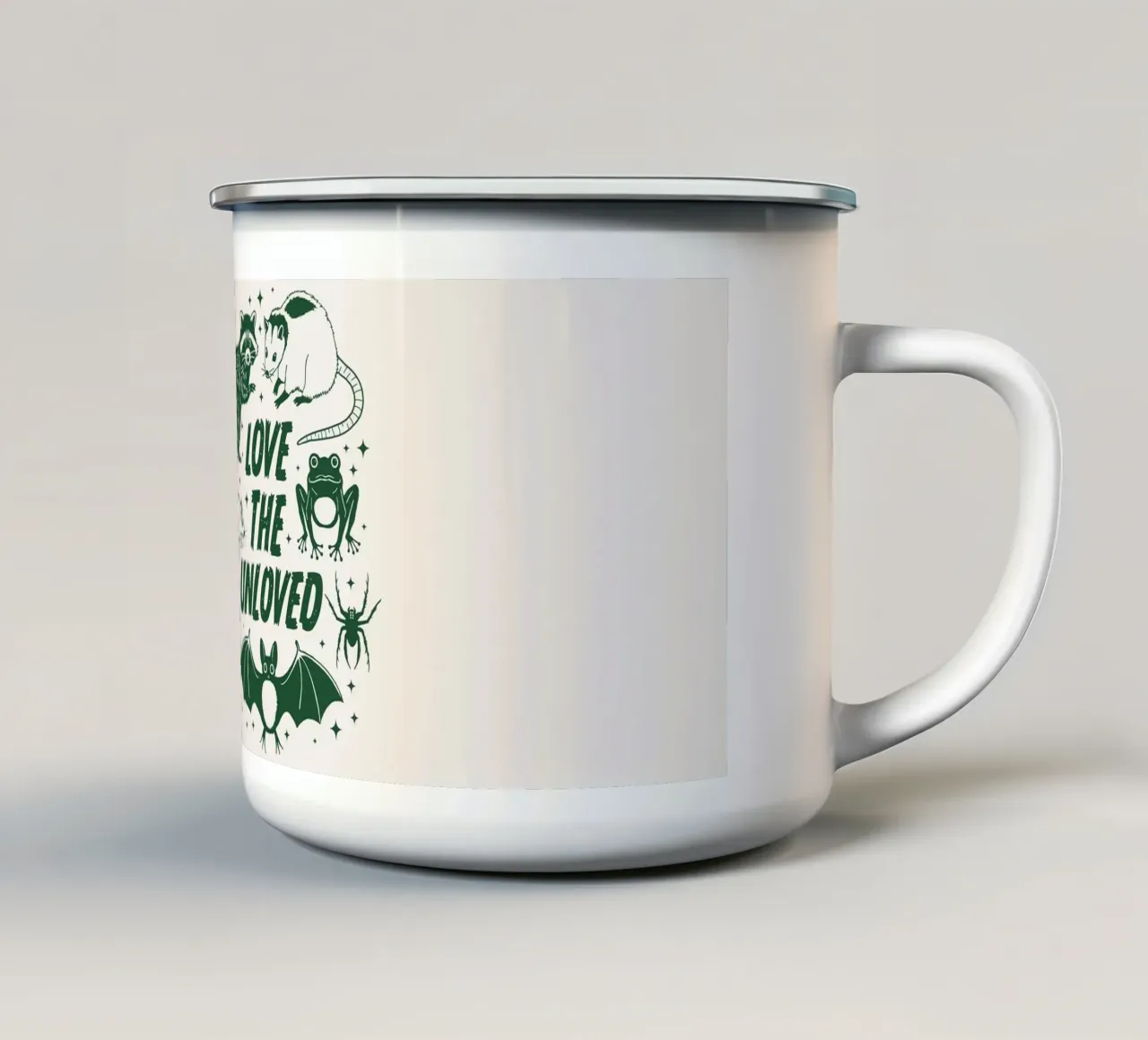 Liebe die Ungeliebten Emaille Tasse von Eco Rebel Creative