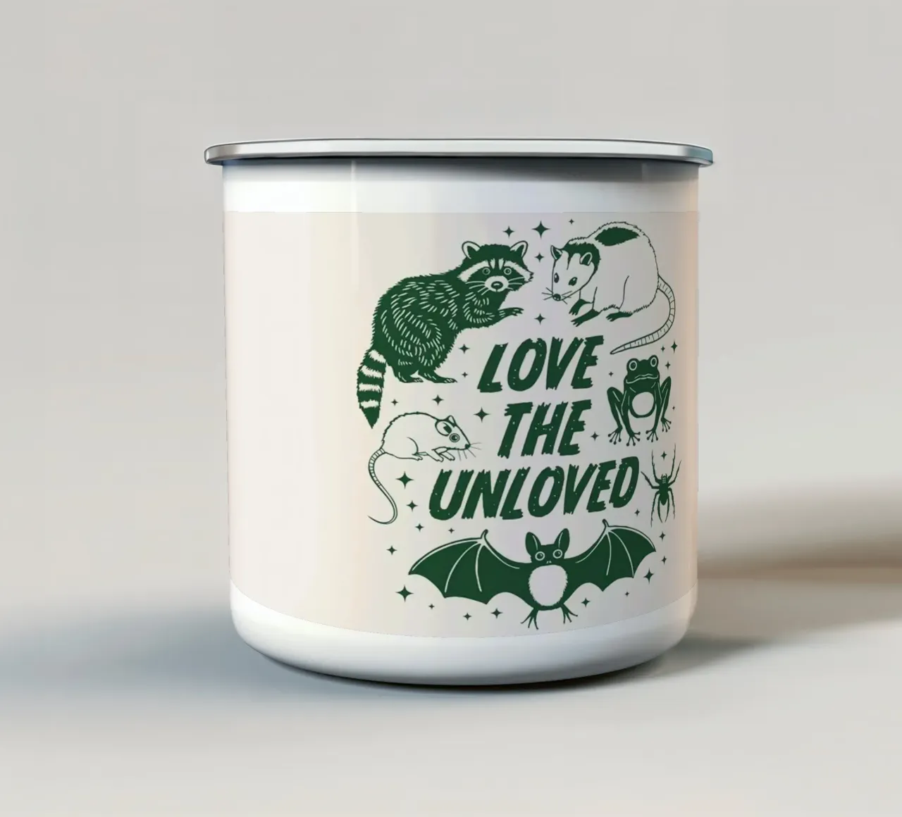 Liebe die Ungeliebten Emaille Tasse von Eco Rebel Creative