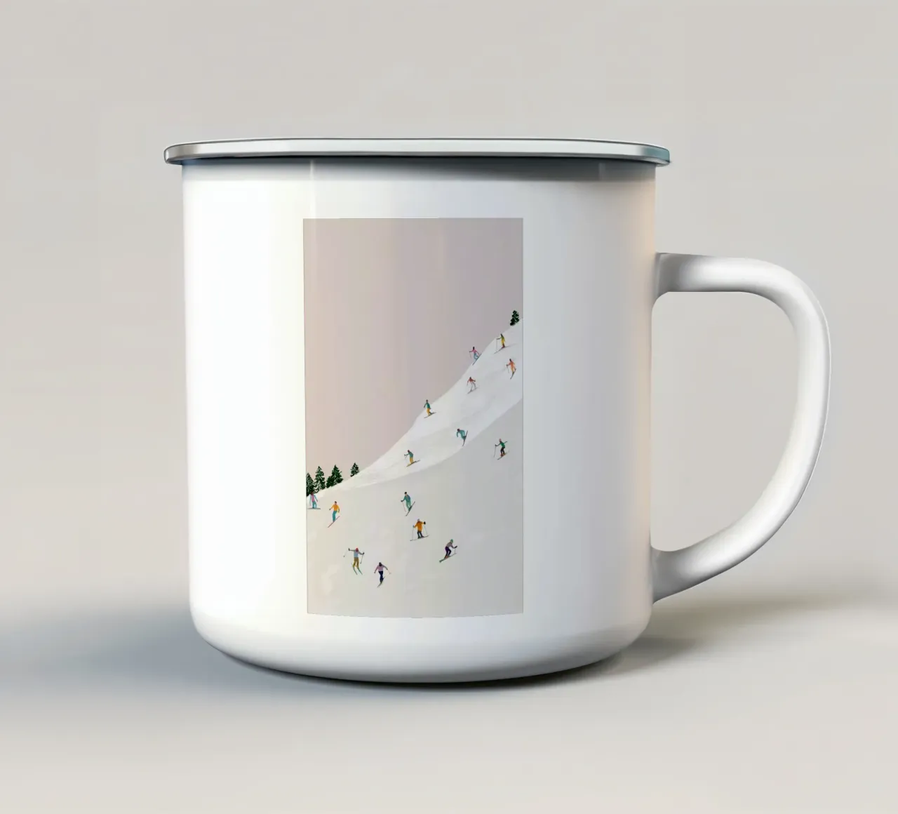Pista da sci - Arte invernale minimale tazza in smalto da ChristmasMooodz