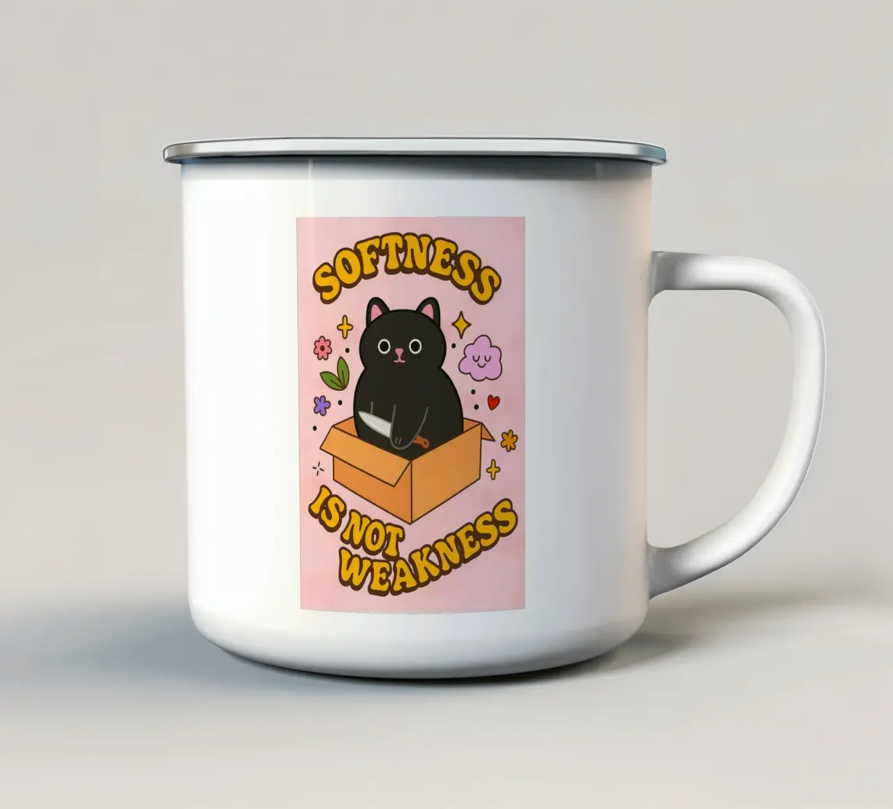 La douceur n'est pas une faiblesse mug en émail de SADELA