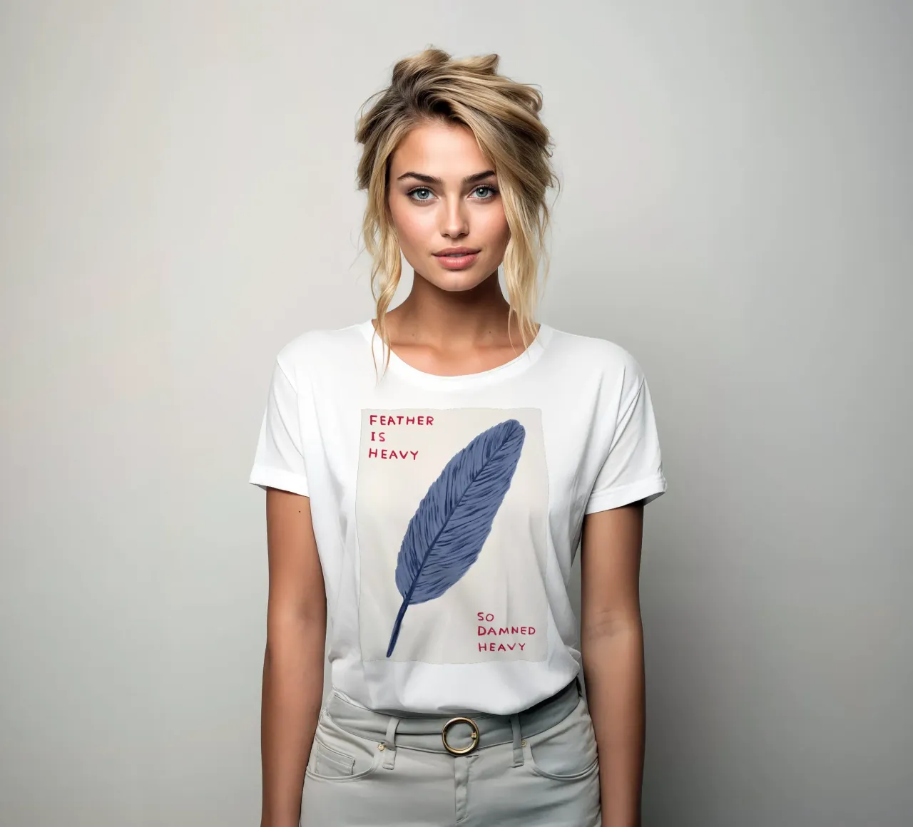 Feather Is Heavy David Shrigley So Damned Heavy t-shirt da donna da RANDER J