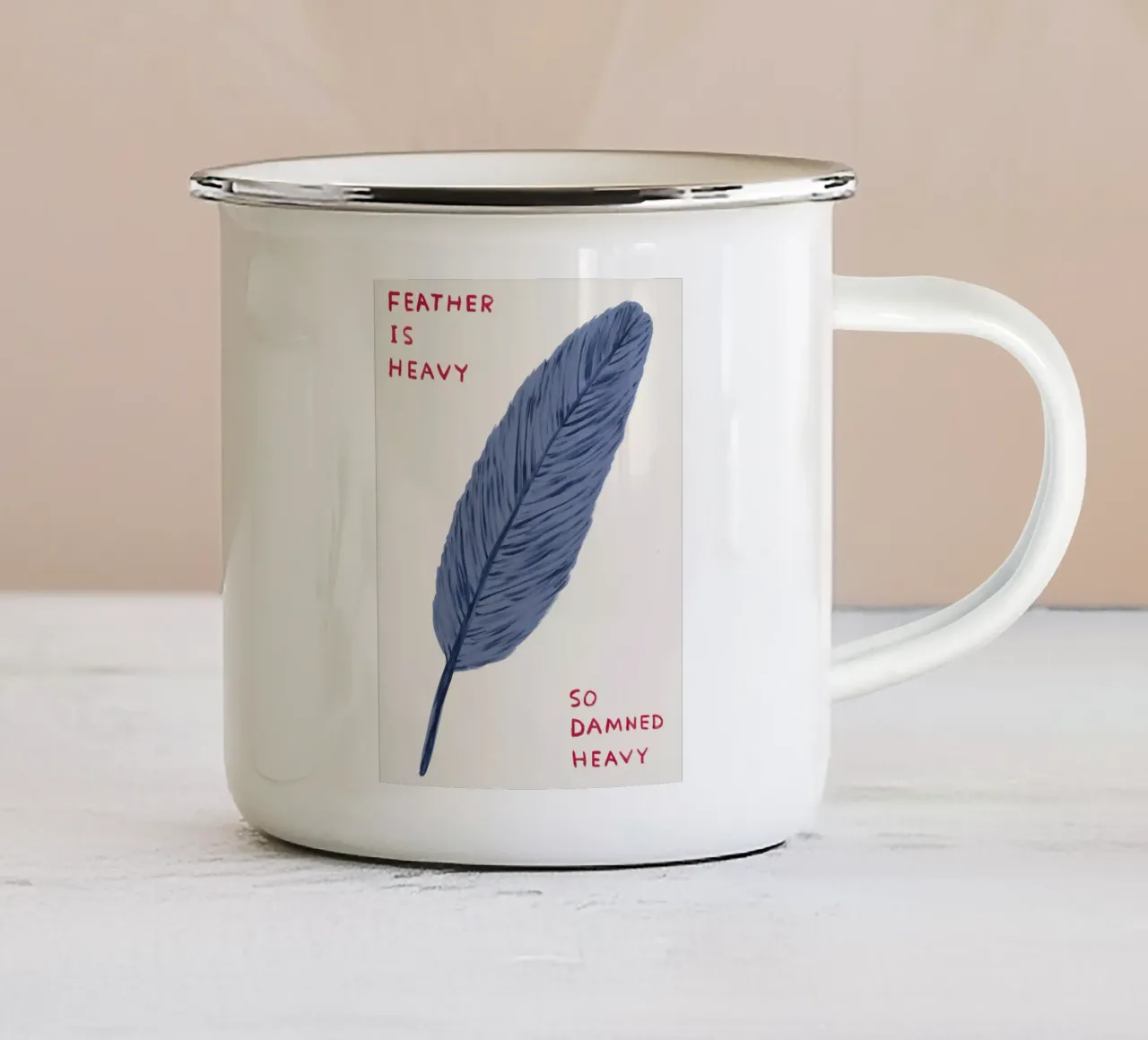 Feather Is Heavy David Shrigley So Damned Heavy tazza in smalto da RANDER J
