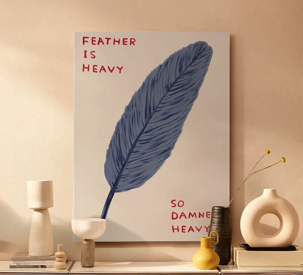 Feather Is Heavy David Shrigley So Damned Heavy alluminio dibond da RANDER J