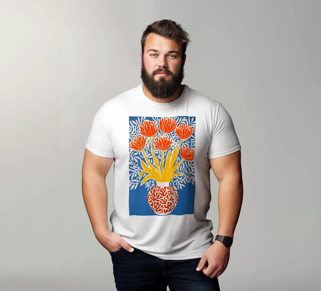 Fiori rossi in un vaso t-shirt da Autofocus