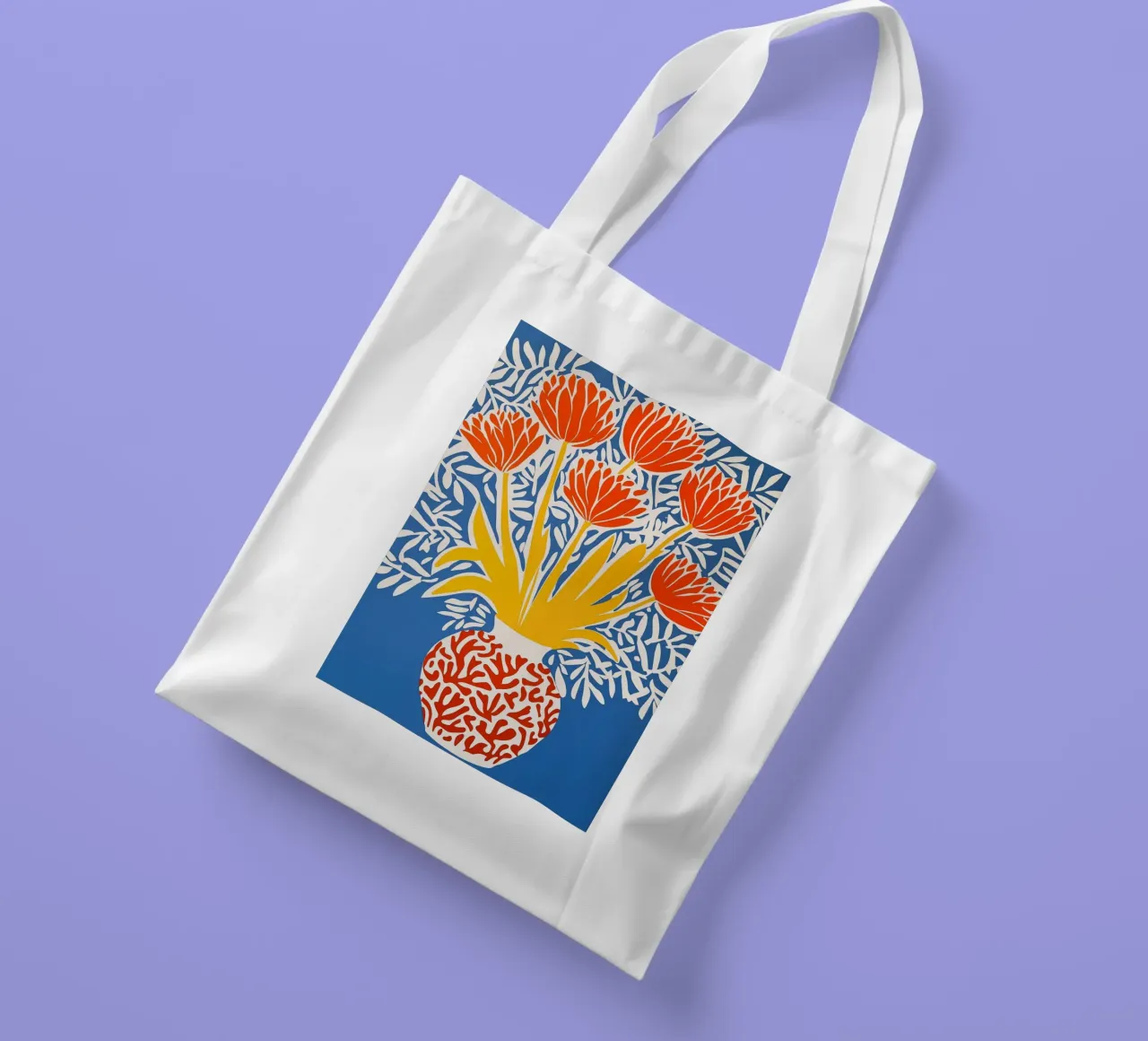 Fiori rossi in un vaso borsa in juta da Autofocus