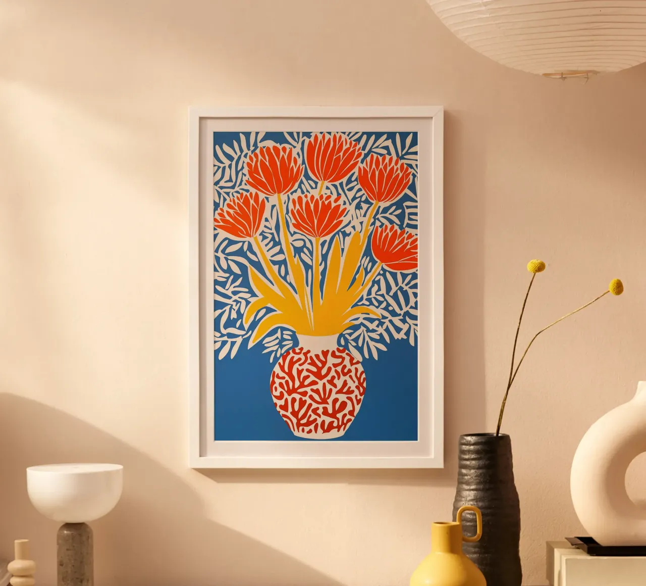 Fiori rossi in un vaso carta hahnemühle da Autofocus
