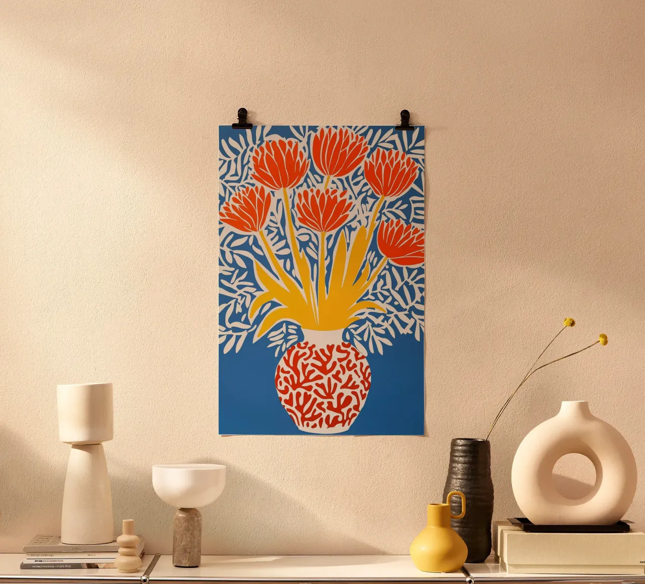 Fiori rossi in un vaso carta hahnemühle da Autofocus