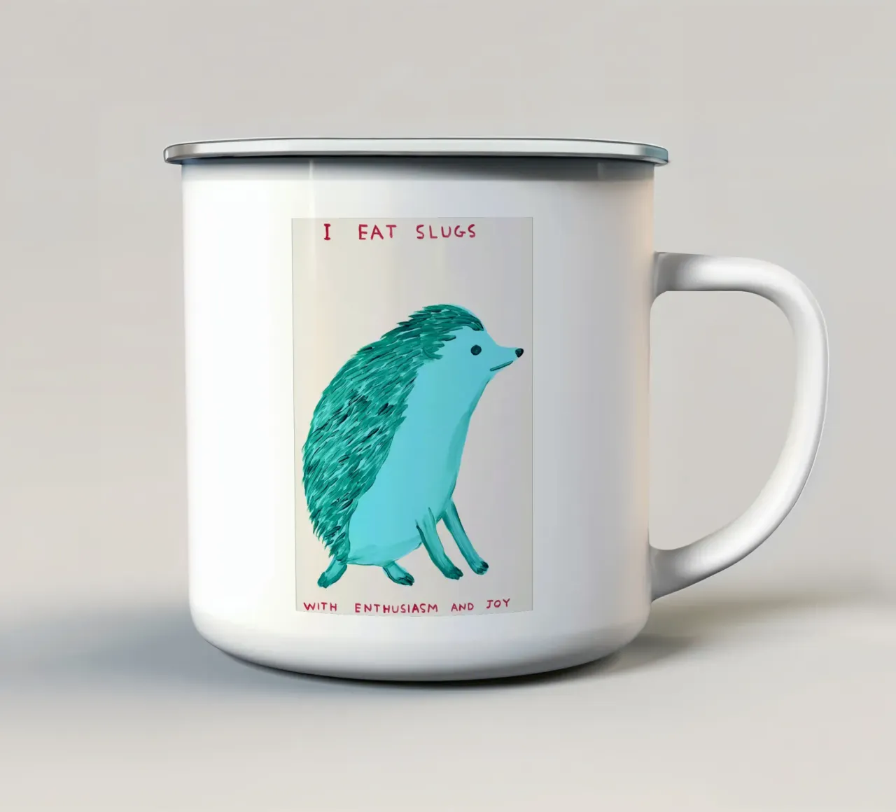 I Eat Slugs David Shrigley With Enthusiasm And Joy Poster emaille mok van RANDER J