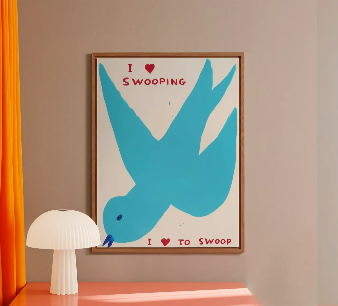 I Love Swooping David Shrigley I Love Swoop alluminio dibond da RANDER J
