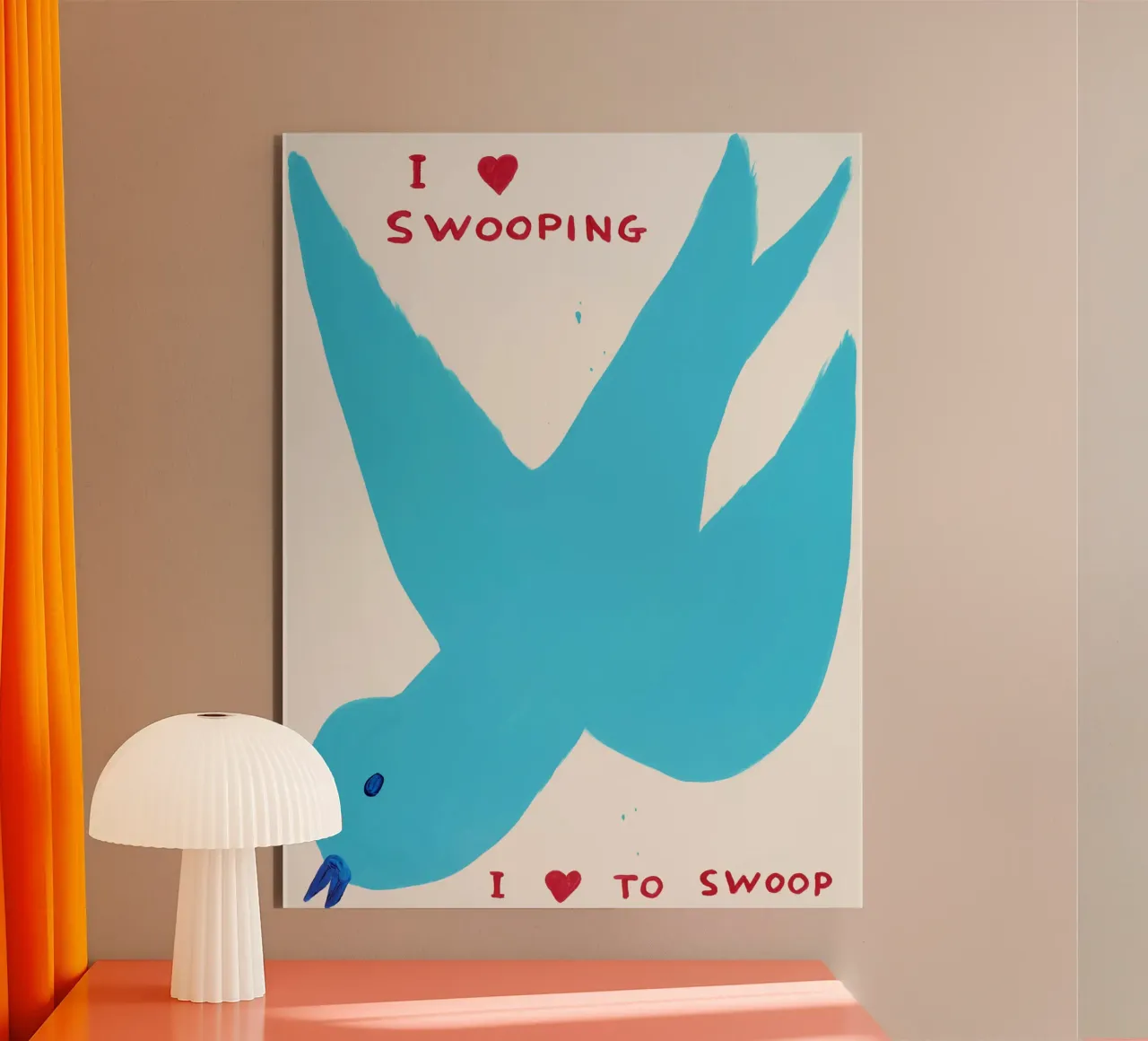I Love Swooping David Shrigley I Love Swoop alluminio dibond da RANDER J