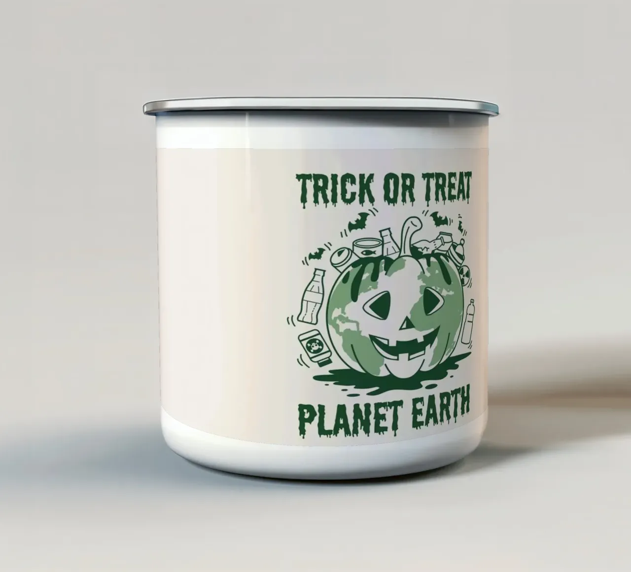 Süßes oder Saures - Planet Erde Emaille Tasse von Eco Rebel Creative