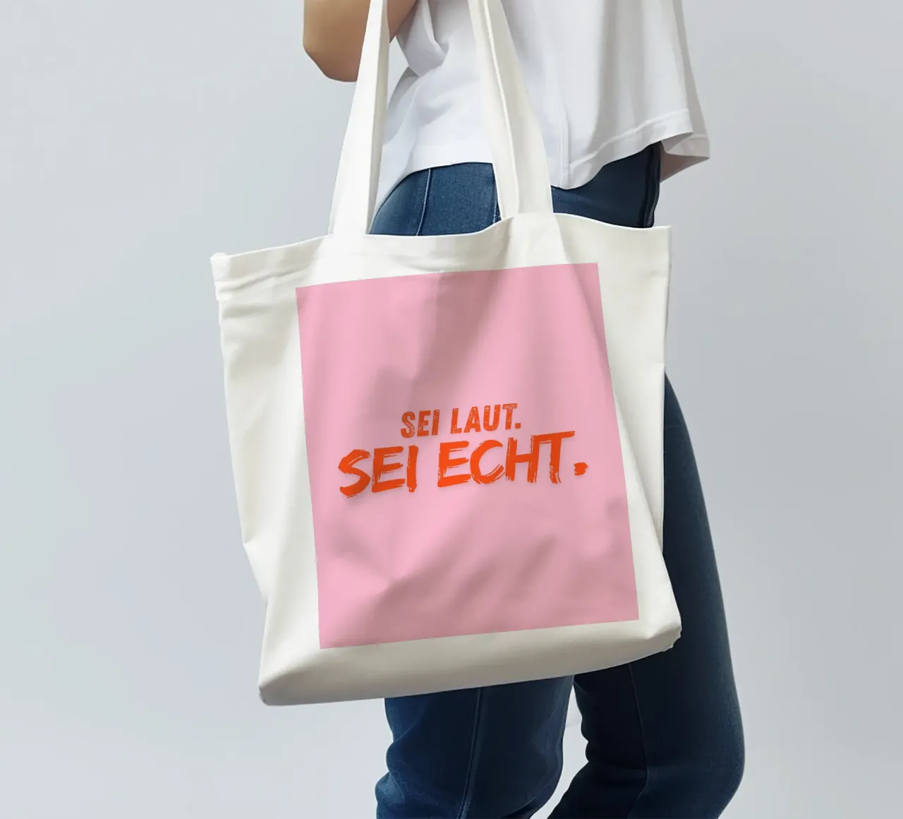 Sei laut. Sei echt. borsa in juta da DigiWunderwerk