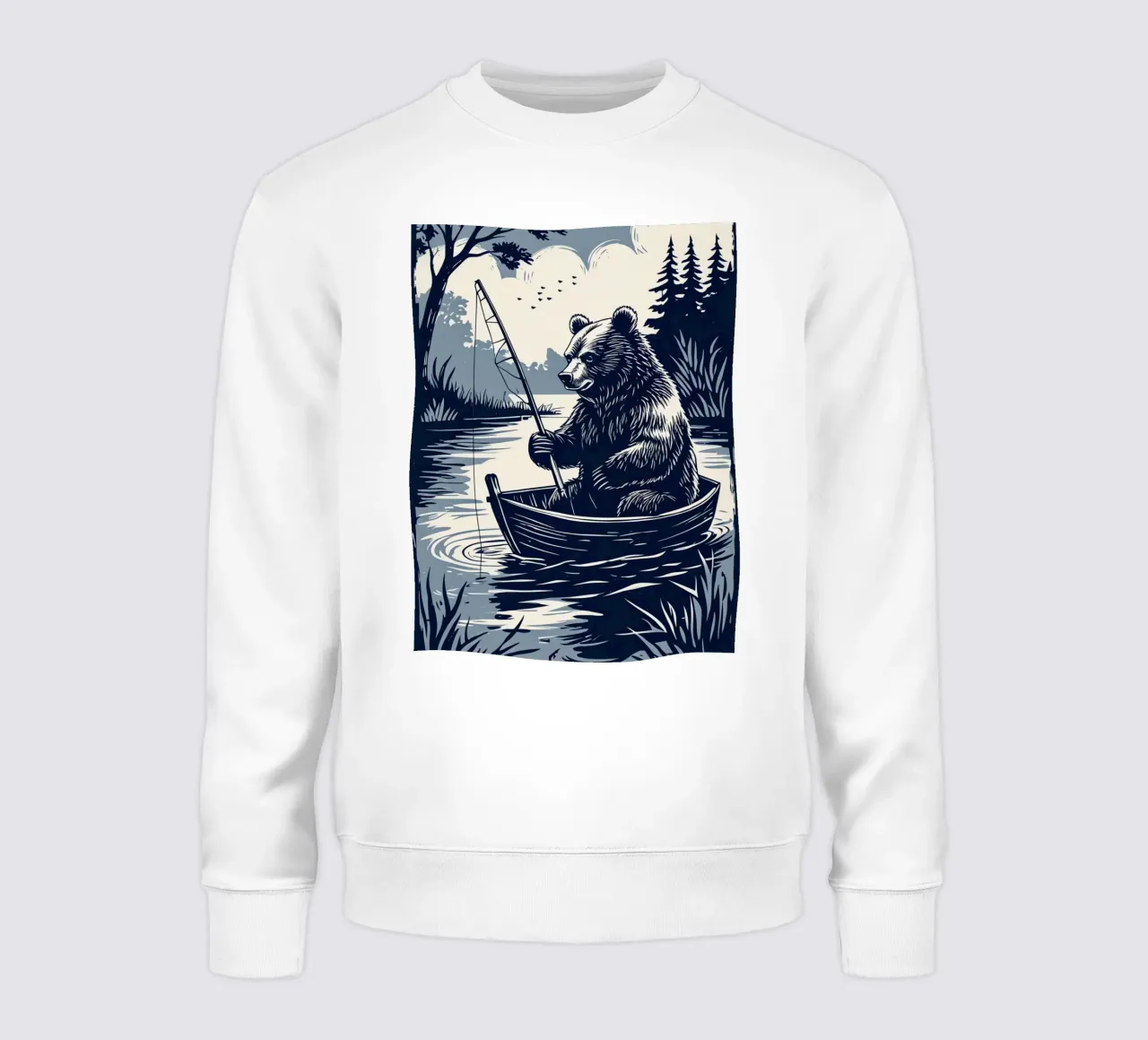 Orso che pesca in barca felpa da DesignDoodle