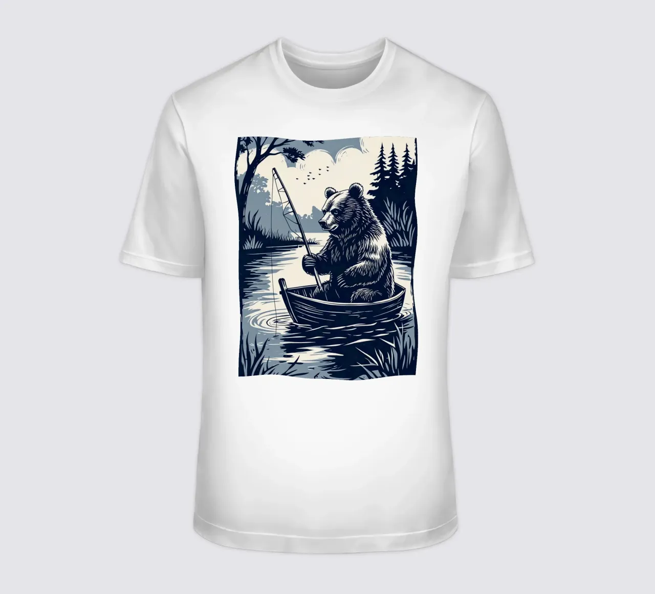 Orso che pesca in barca t-shirt da DesignDoodle