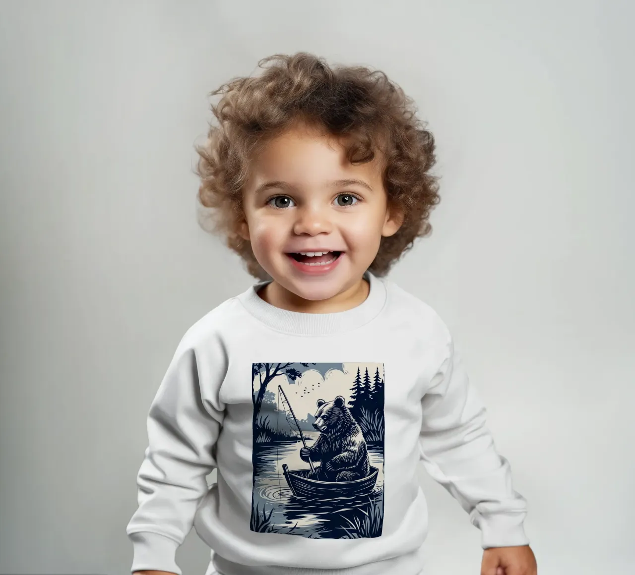 Orso che pesca in barca felpa neonato da DesignDoodle