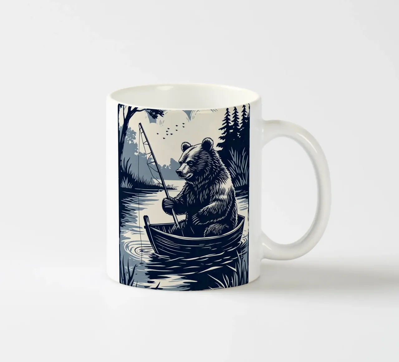 Orso che pesca in barca tazza in ceramica da DesignDoodle
