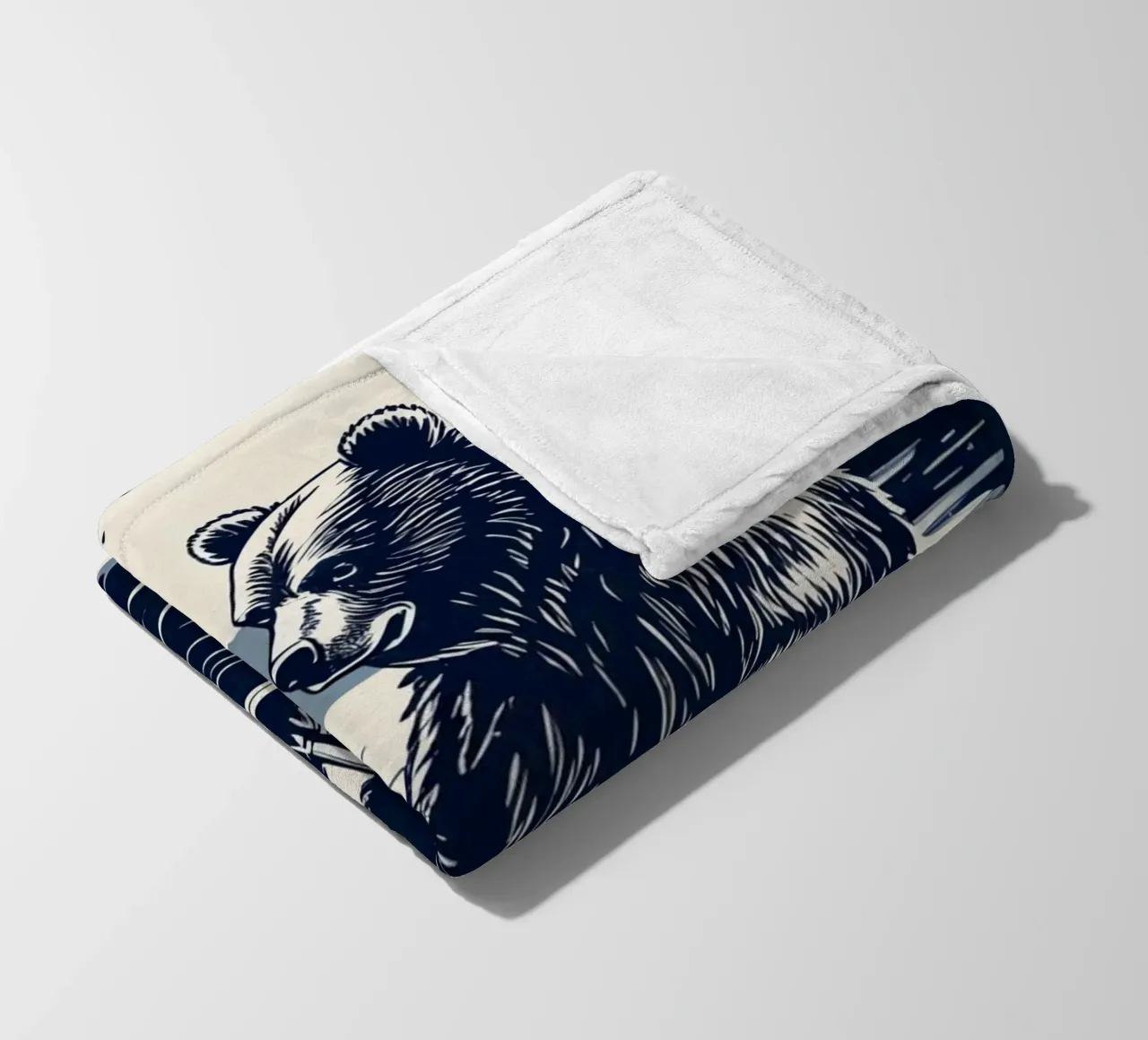 Orso che pesca in barca coperta in pile da DesignDoodle