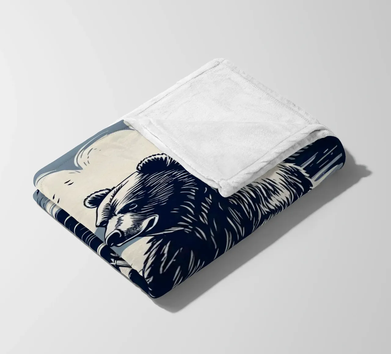 Orso che pesca in barca coperta in pile da DesignDoodle