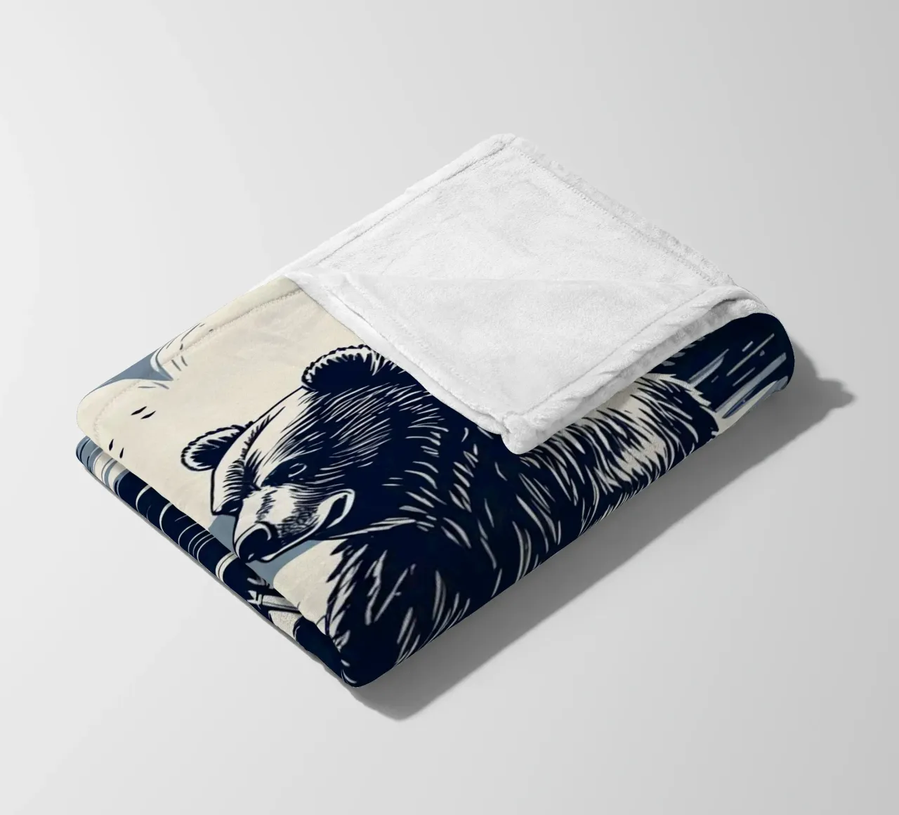 Orso che pesca in barca coperta in pile da DesignDoodle