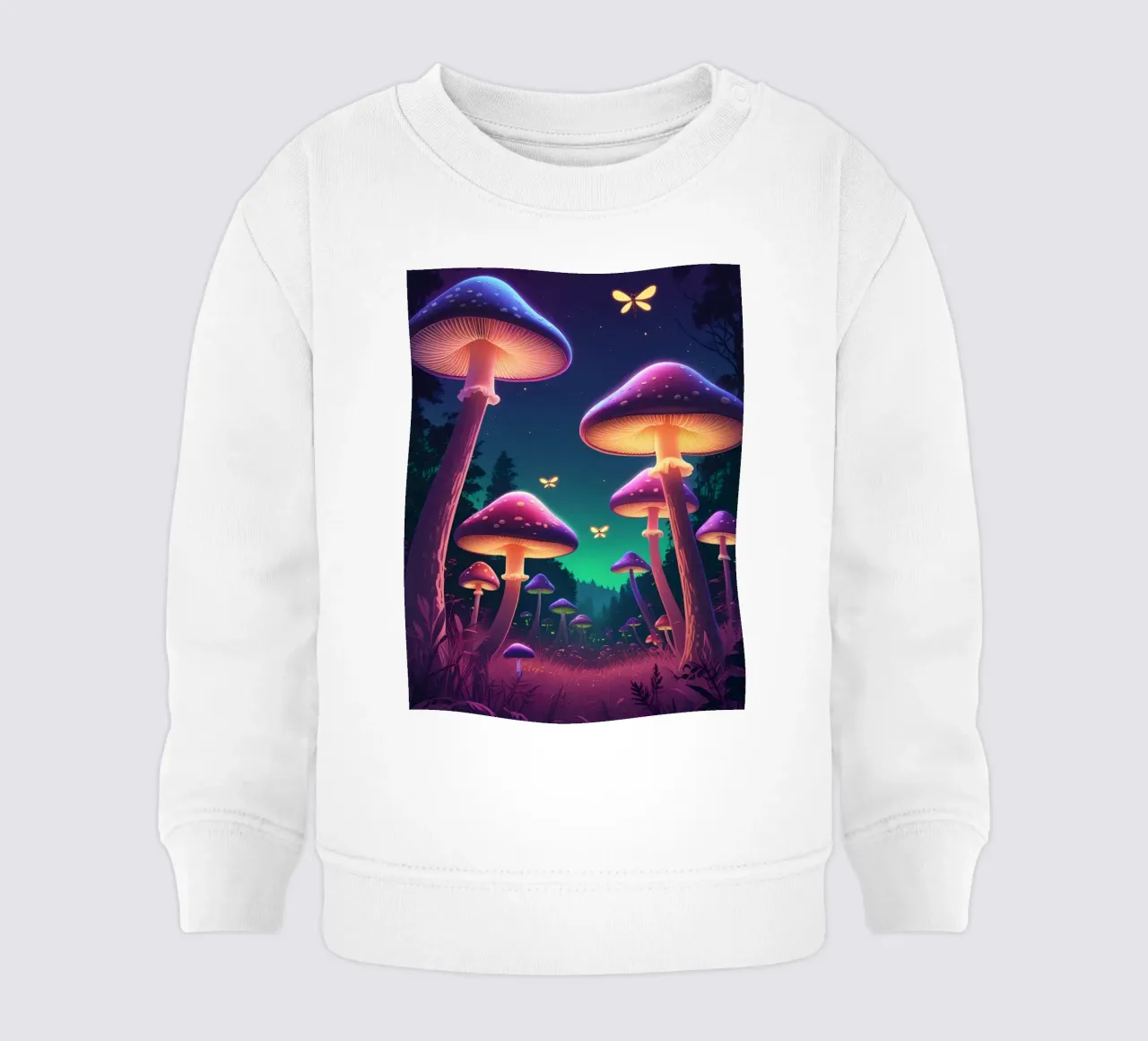 Funghi bioluminescenti e lucciole nella notte della foresta felpa neonato da DesignDoodle