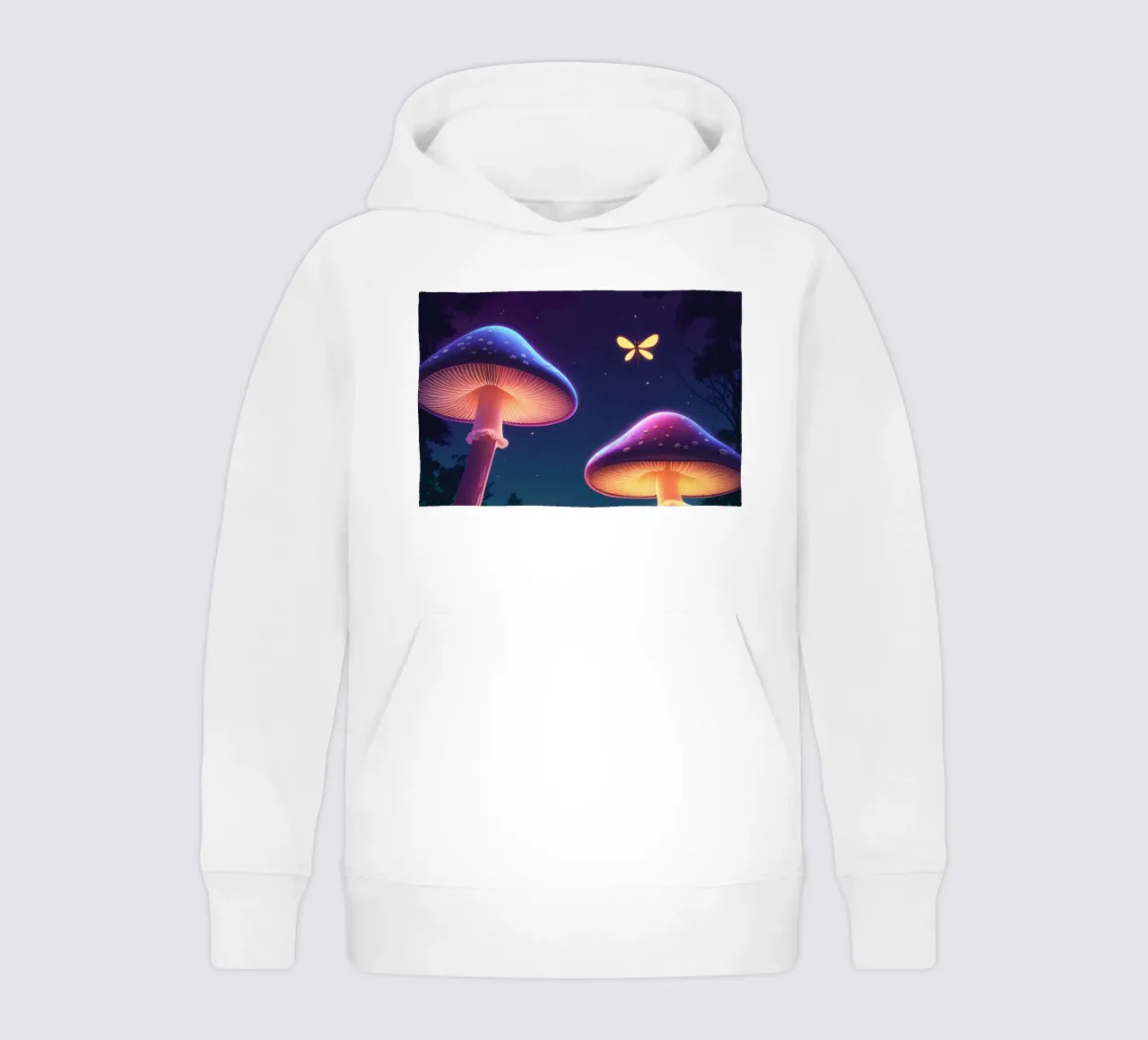 Setas bioluminiscentes y luciérnagas en la noche del bosque sudadera con capucha para niño de DesignDoodle
