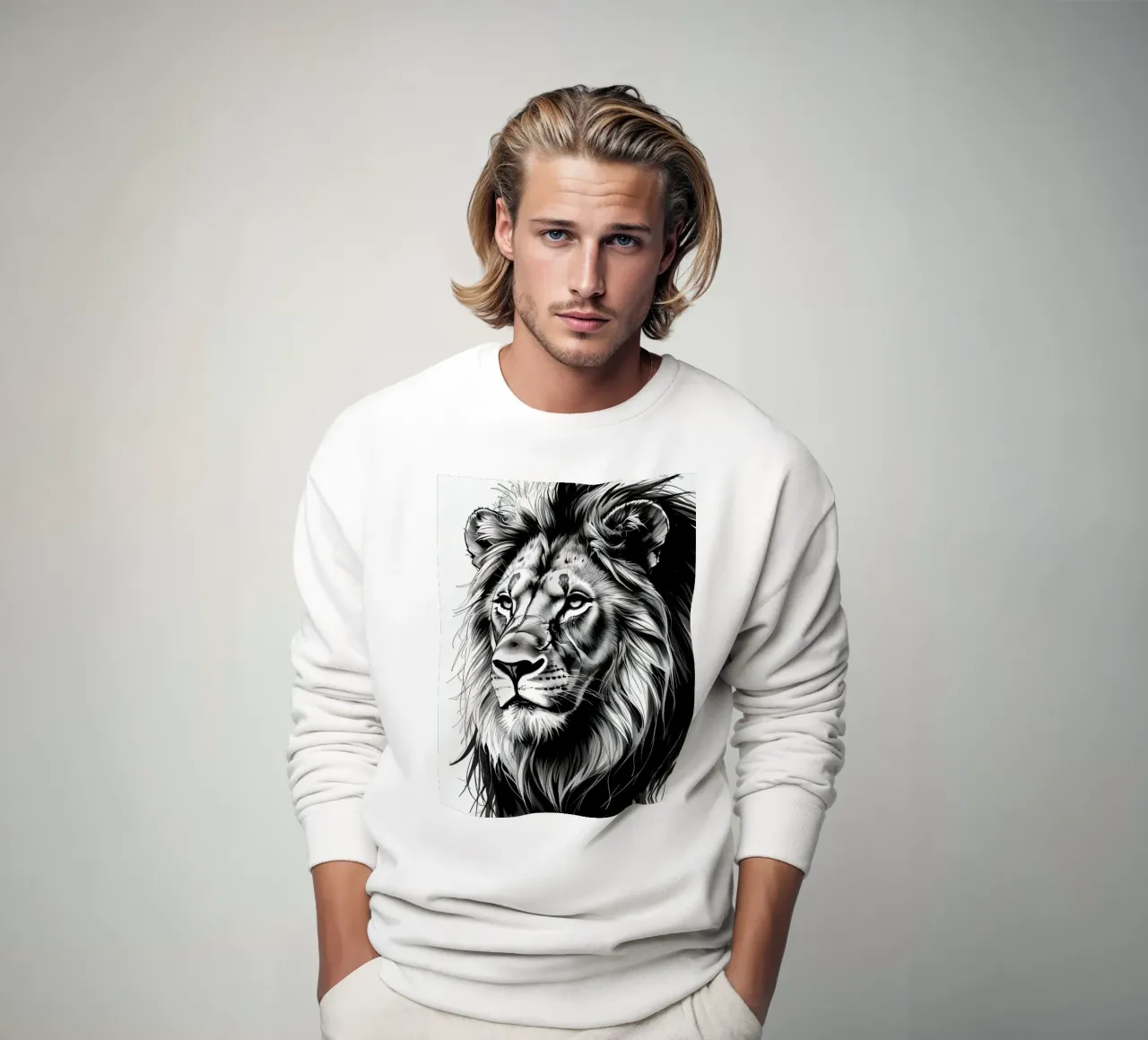Ritratto di leone in bianco e nero felpa da DesignDoodle