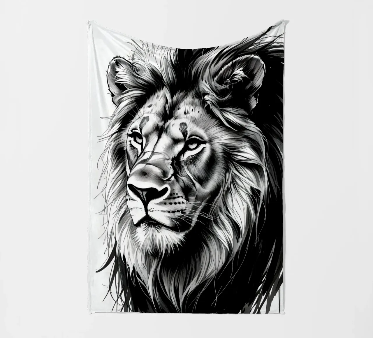 Ritratto di leone in bianco e nero coperta in pile da DesignDoodle